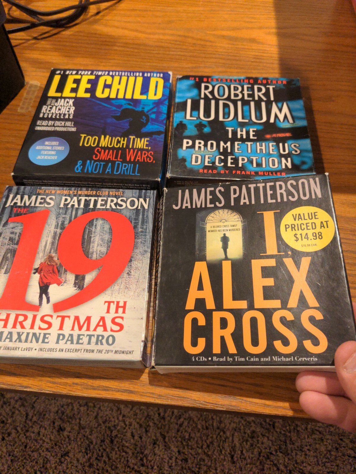 4 Audiobook CDs James Patterson 19 Alex Cross Lee Child Robert Ludlum Deception
