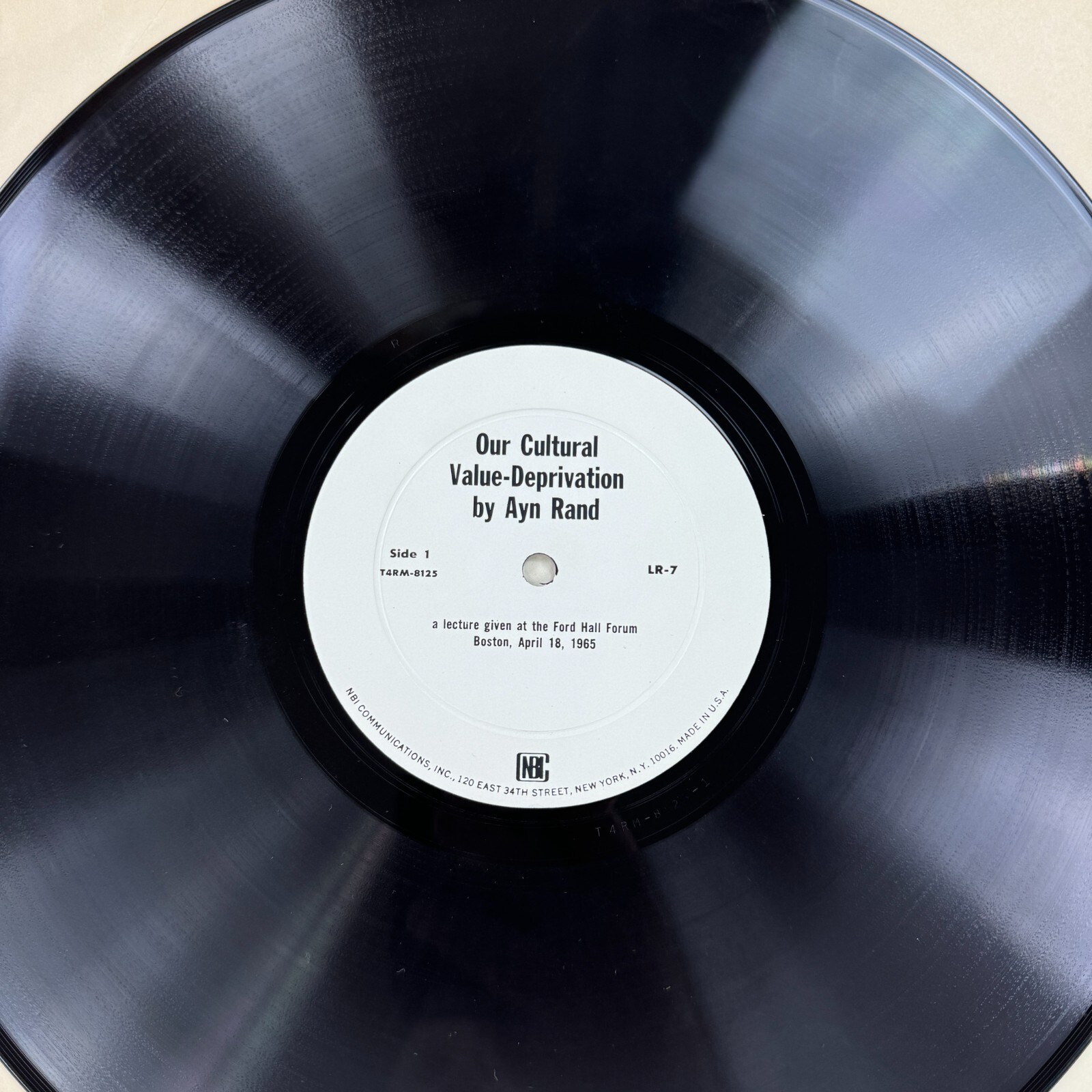 Our Cultural Value Deprivation By Ayn Rand Lecture Rare LP Album Boston 1966