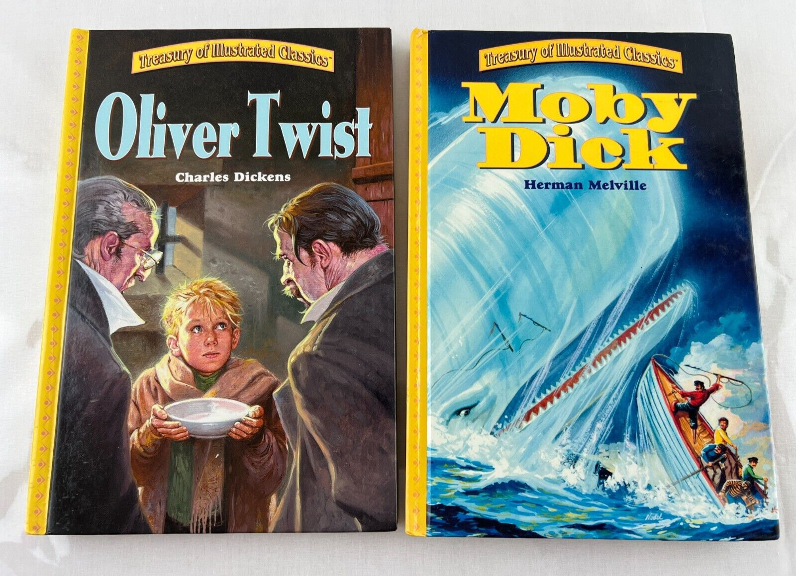 Lot of 2 Treasury of Illustrated Classics HC Books — Moby Dick, Oliver Twist