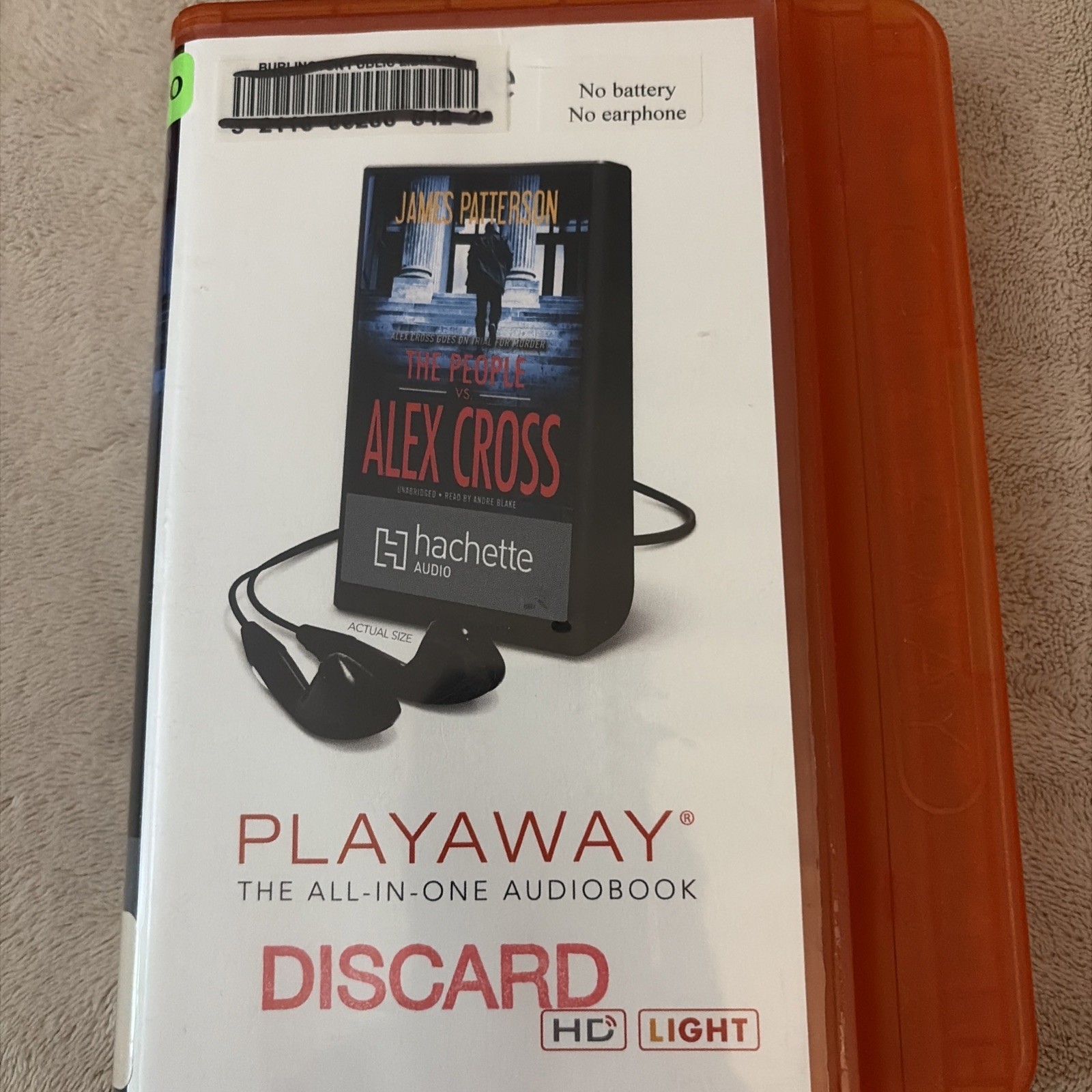 Playaway Audiobook Audio Book Ex Library — The People Vs Alex Cross