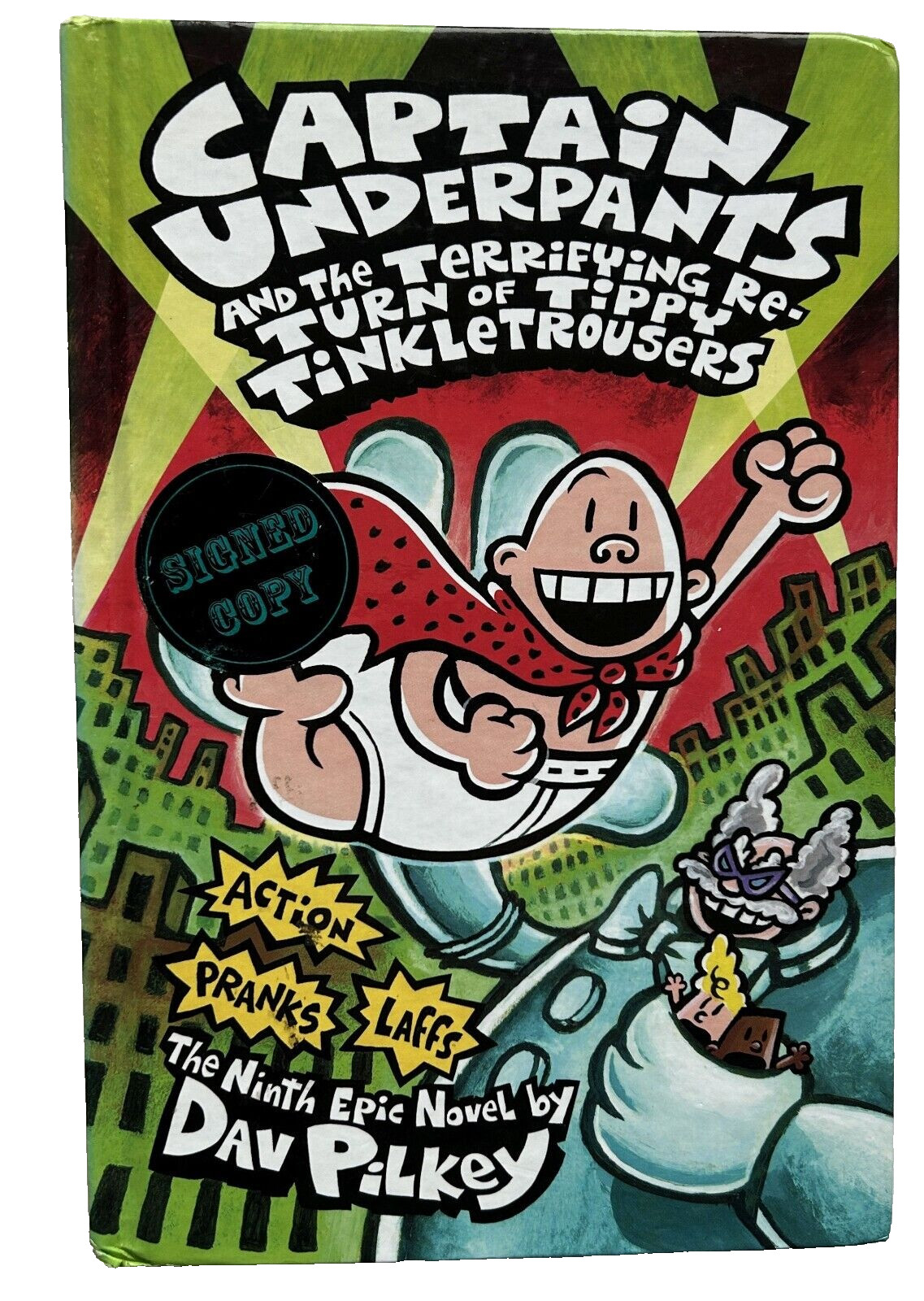 SIGNED Captain Underpants 9 Ninth Epic Novel Hardcover book by Dav Pilkey