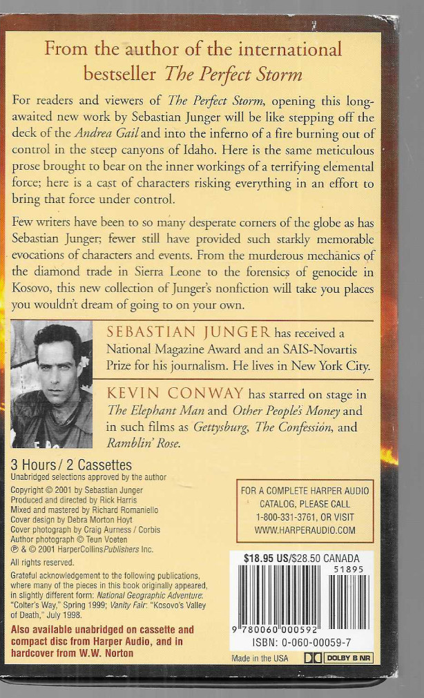 Fire by Sebastian Junger Audiobook Abridged ON TWO CASSETTES.