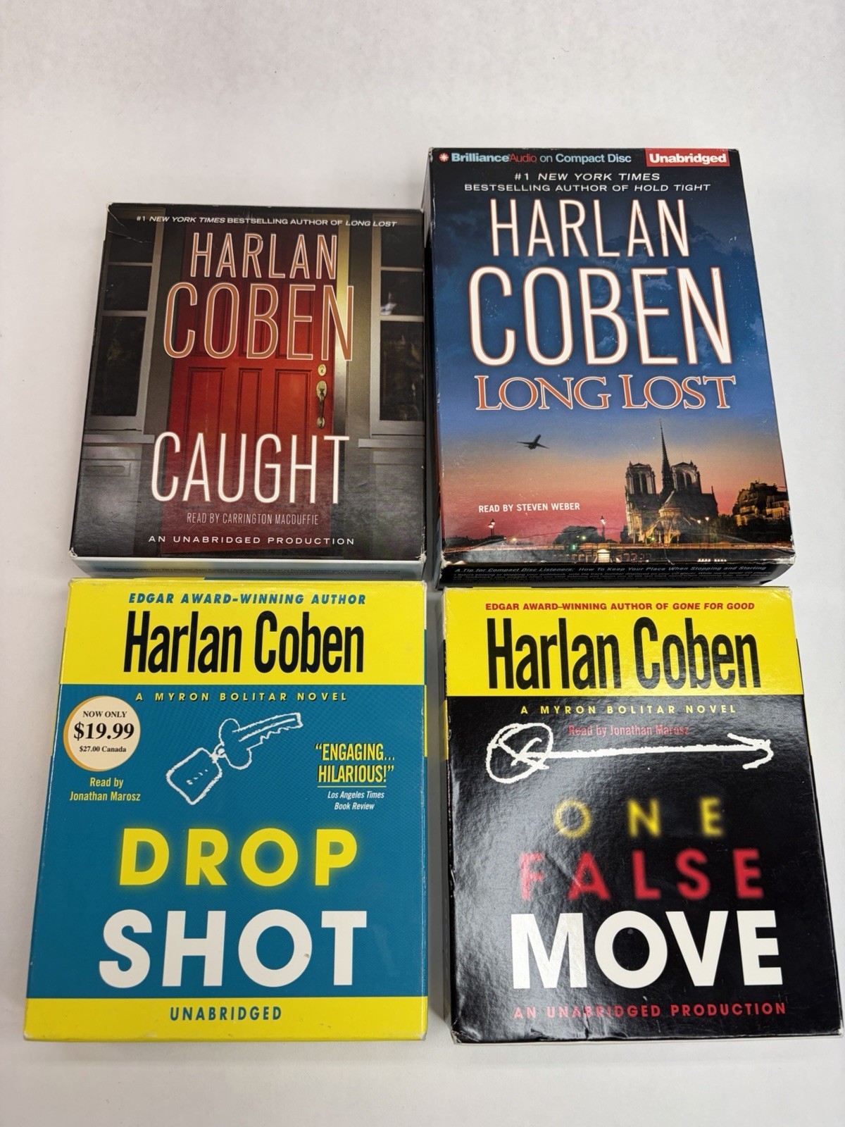 Lot of 4 Harlan Coben Audio Books On CD — Drop Shot Caught Long Lost One False
