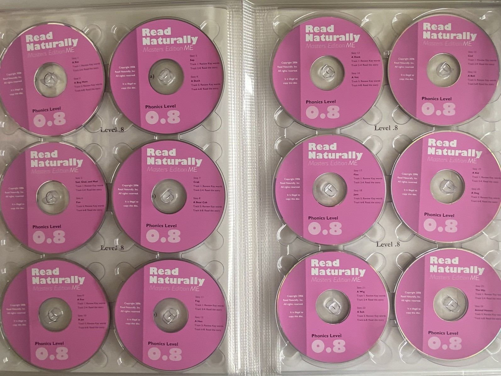 Read Naturally CDs Masters Edition Phonics Level 0.8 Word Families Short Vowels
