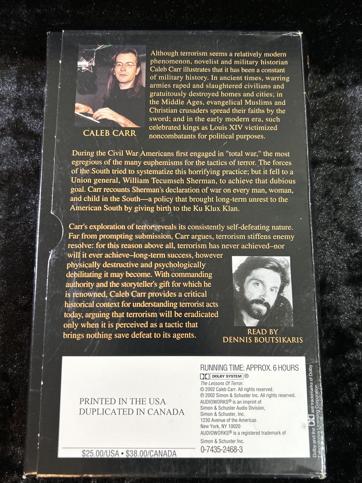 The Lessons of Terror — Caleb Carr (4 Cassette Audiobook) — Read by Boutsikaris
