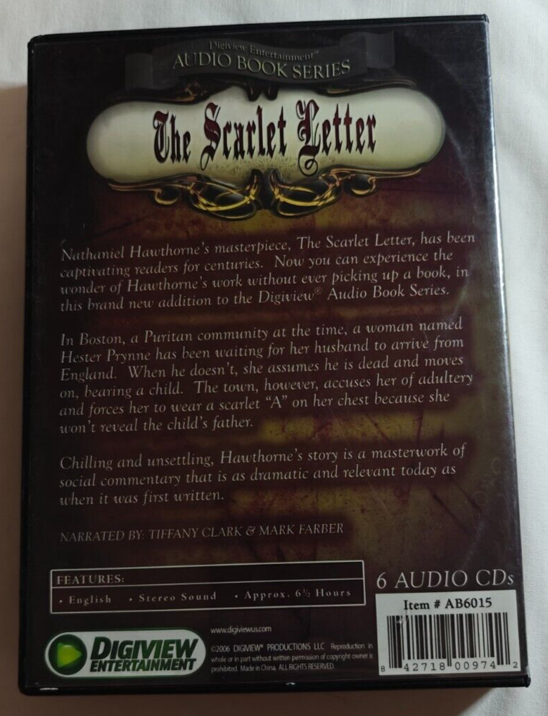 The Scarlet Letter by Nathaniel Hawthorne (6CD, Digiview Entertainment)