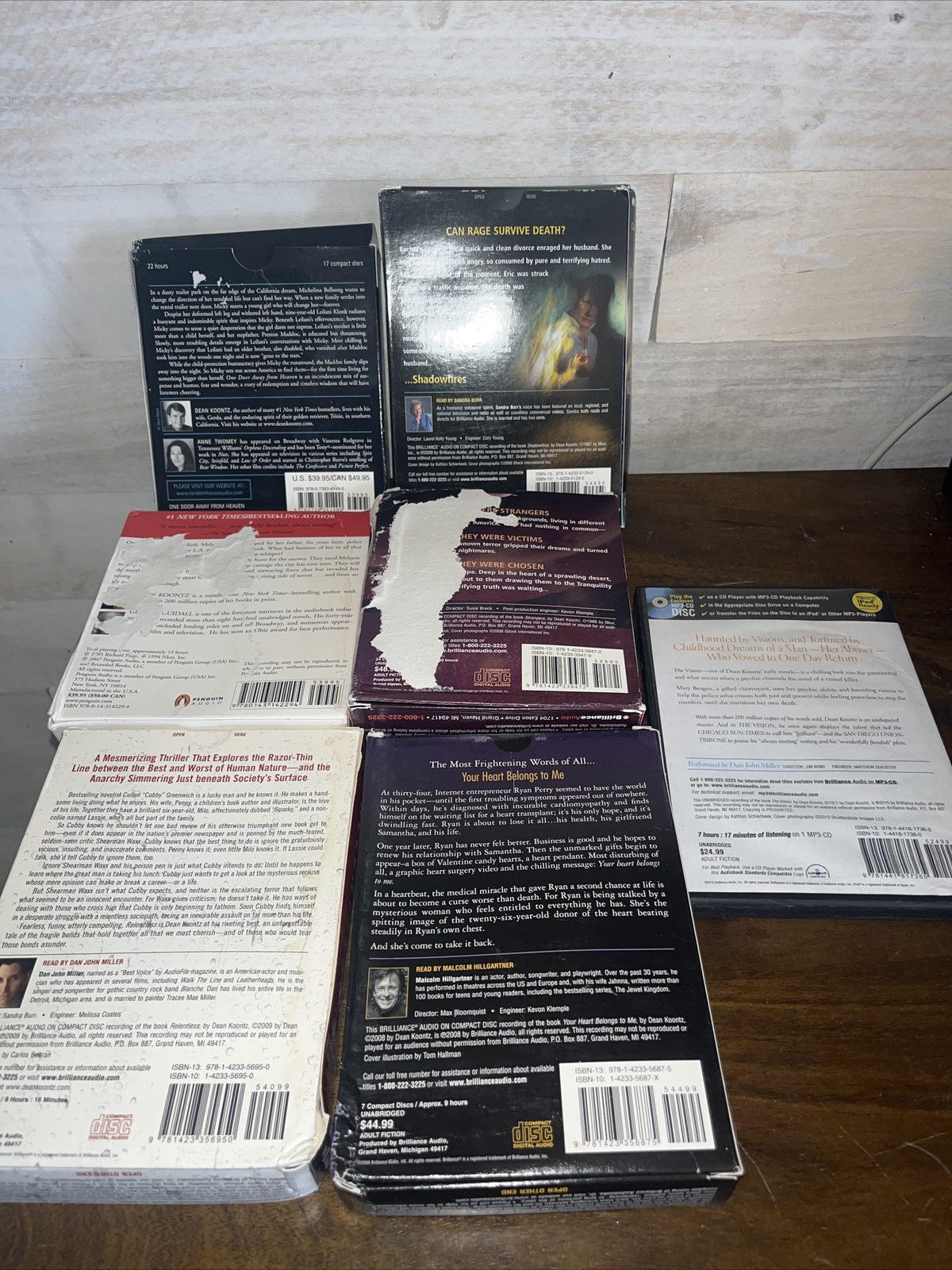 DEAN KOONTZ — Lot of 7 Audiobooks — Relentless, Your Hearts Belongs To Me. etc..