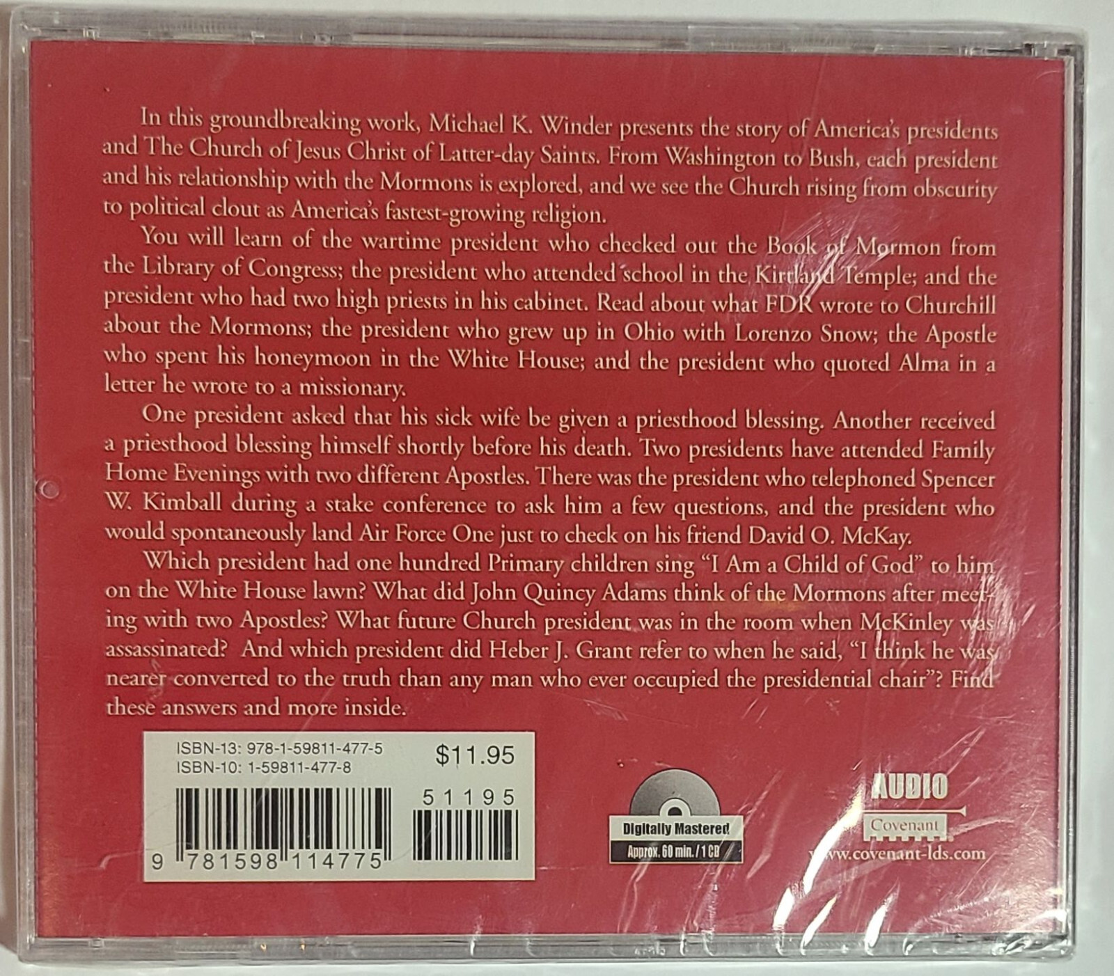 PRESIDENTS AND PROPHETS — MICHAEL WINDER — AUDIOBOOK CD — «NEW» (1 HOUR RUNTIME)