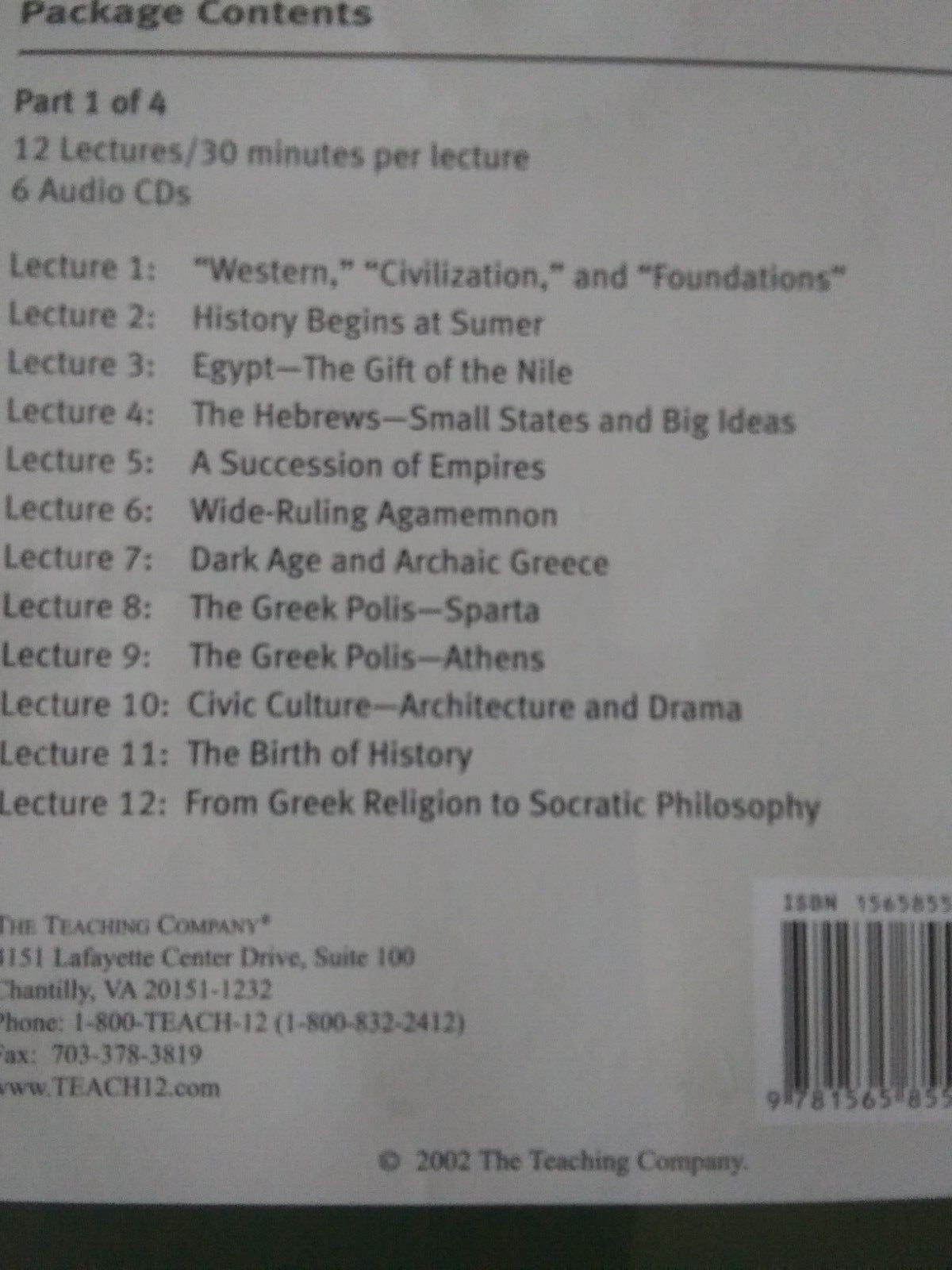 The Great Courses 2002 Ancient & Medieval History part 1 audio cd