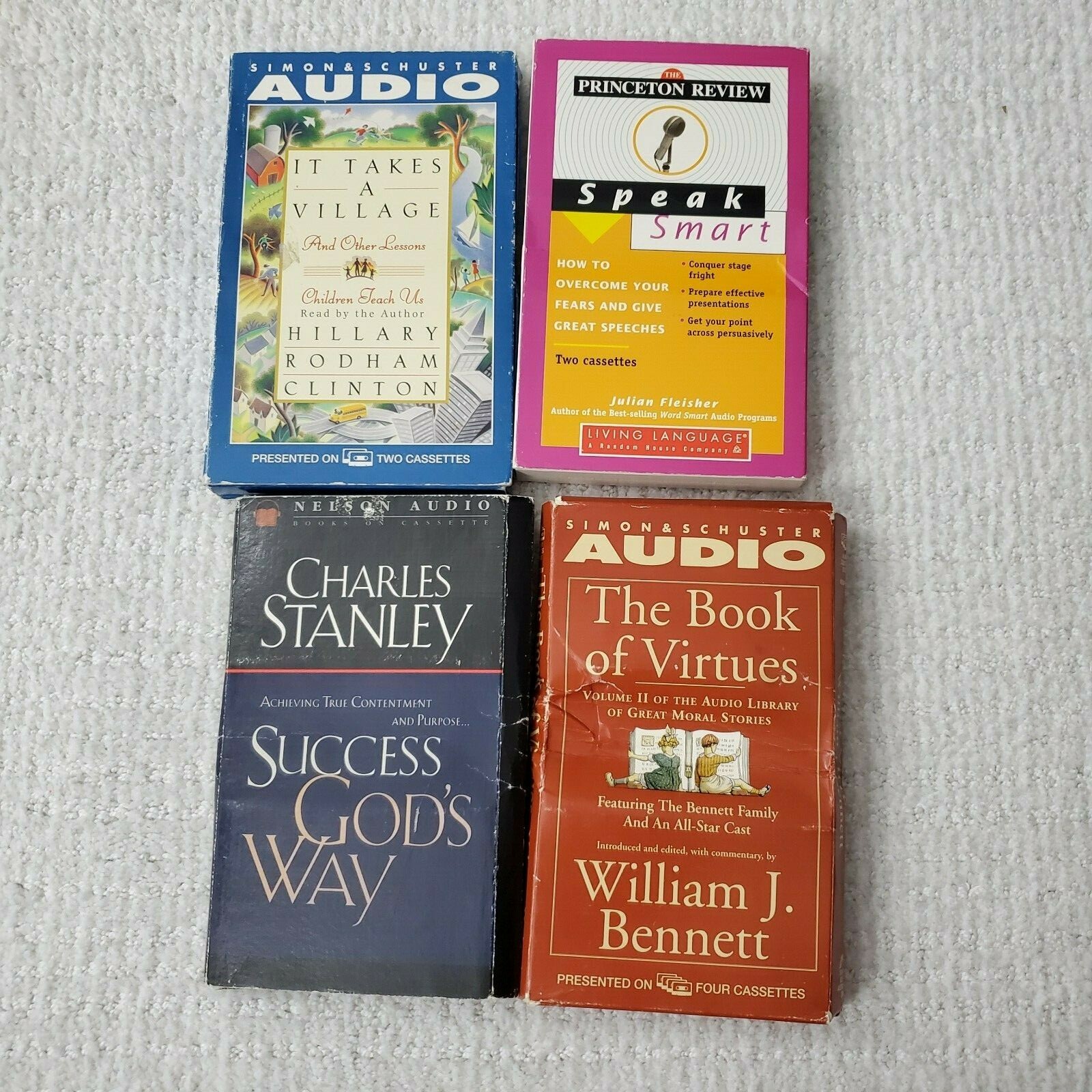 MIXED Lot of 4 Cassette Audio Books It Takes A Village The Book of Virtues + 2