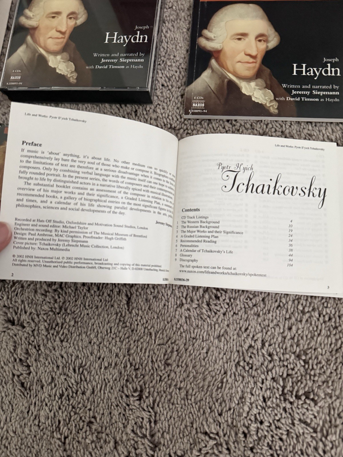 Life and Works Haydn & Tchaikovsky. 2 Naxos Audiobooks. 8 CDs and 2 booklets.