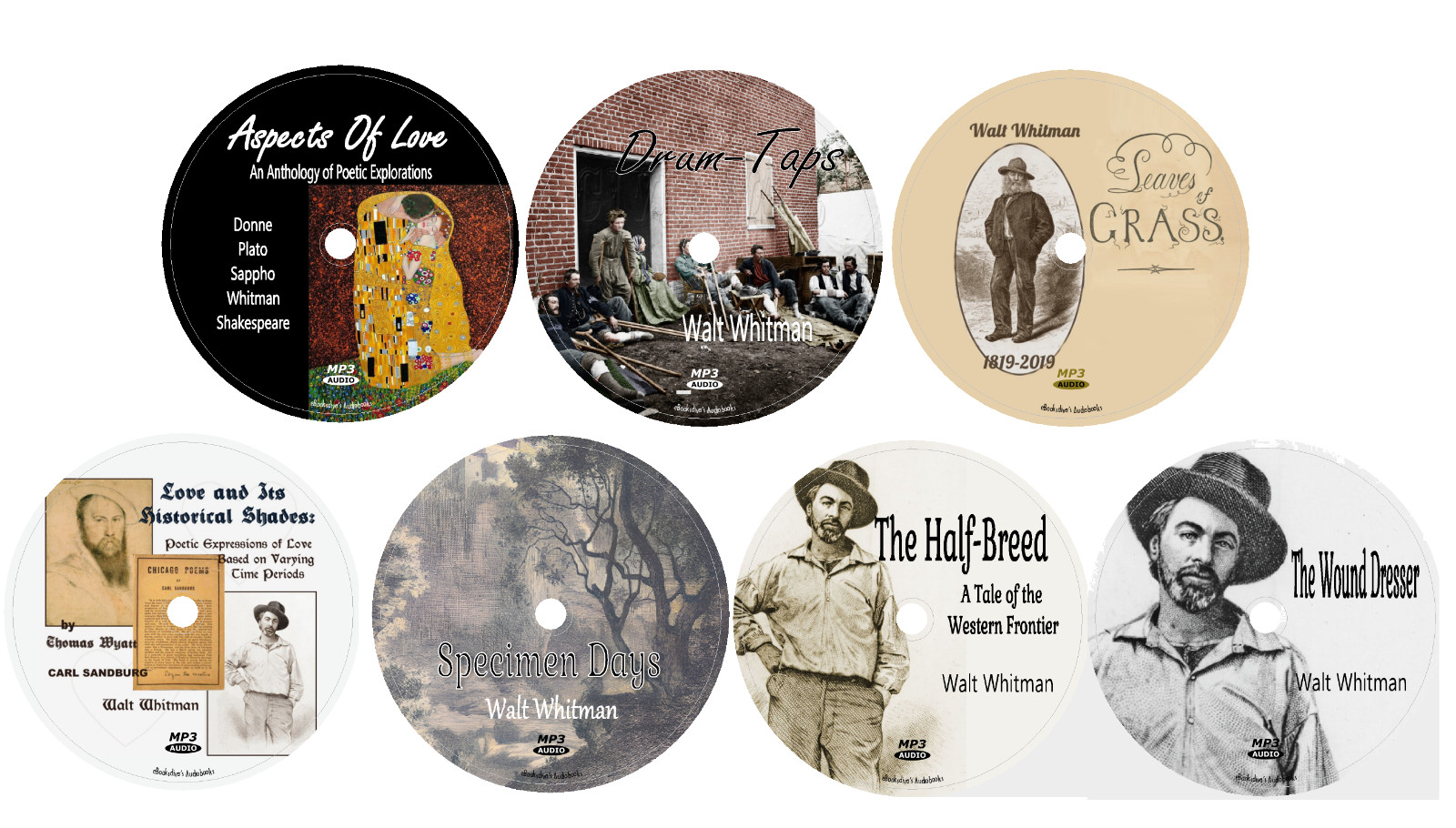 Creative Works of Walt Whitman 7 Unabridged Audiobooks in 7 MP3 Audio CDs