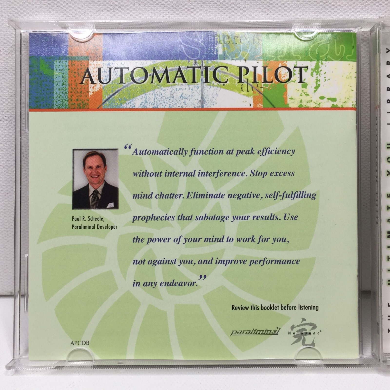 Automatic Pilot Paul R Scheele Paraliminal The Ultimate You Library CD Self Help