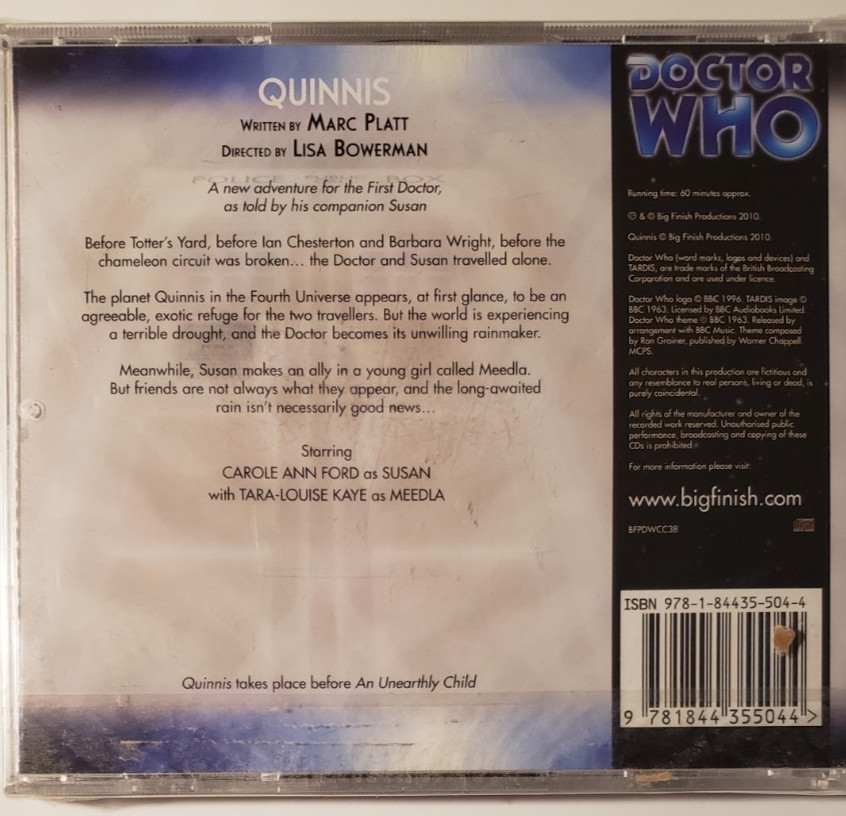Doctor Who: The Companion Chronicles — 5.06-Quinnis — Audio CD BRAND NEW