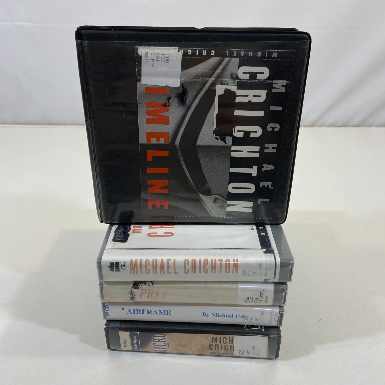 Michael Crichton Ex-Library 5 Various Suspense Thriller Mystery Audio Books Lot