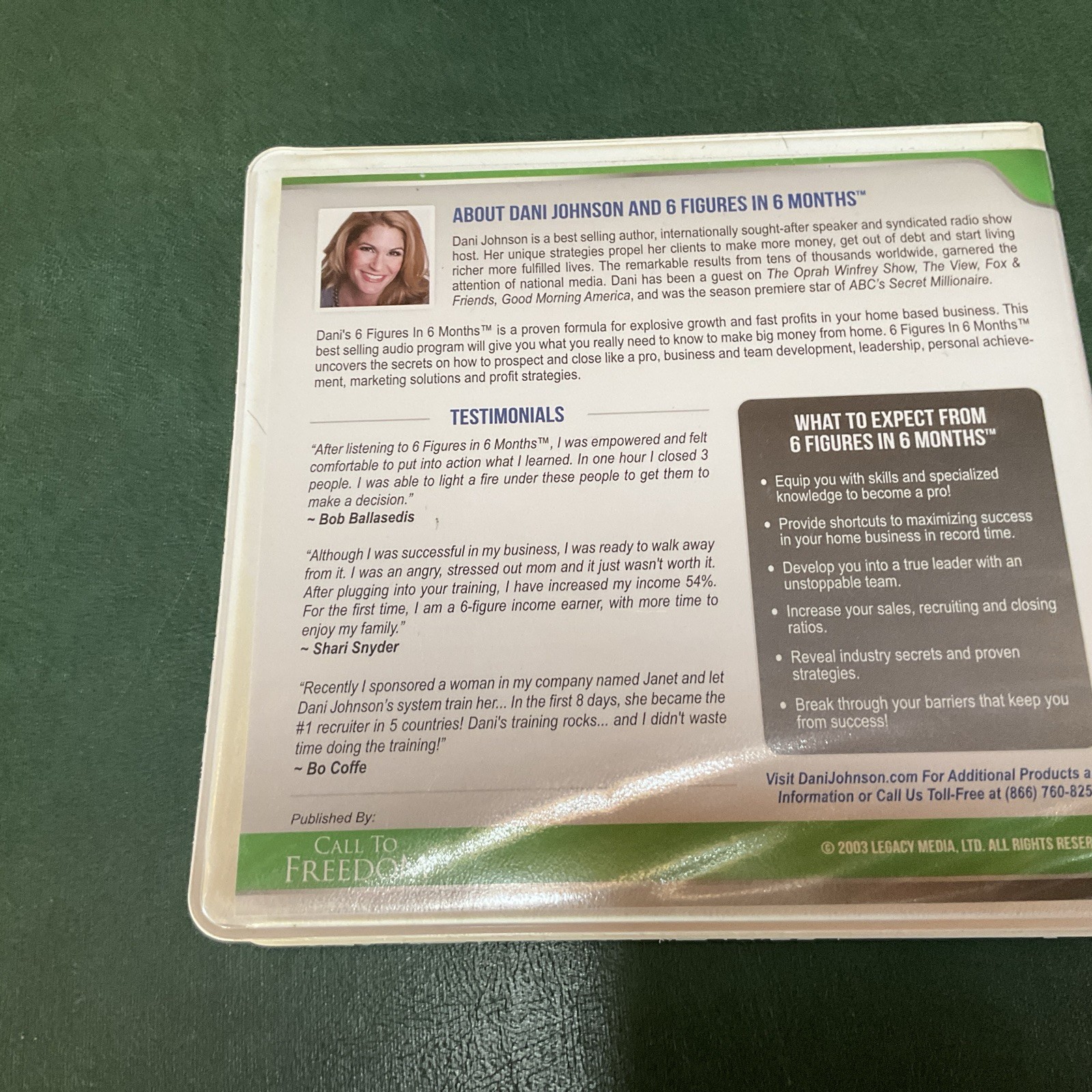 6 Figures in 6 Months Dani Johnson 10 Disc CD Make Big Money Home Business