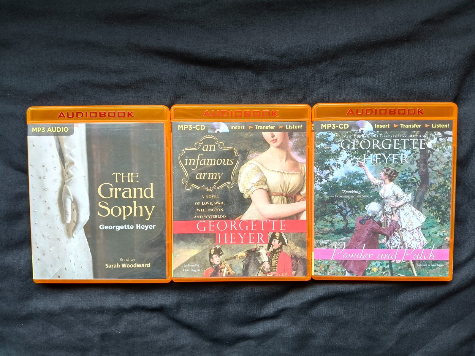 GEORGETTE HEYER — 3 X MP3 AUDIOBOOKS — INC — GRAND SOPHY + INFAMOUS ARMY