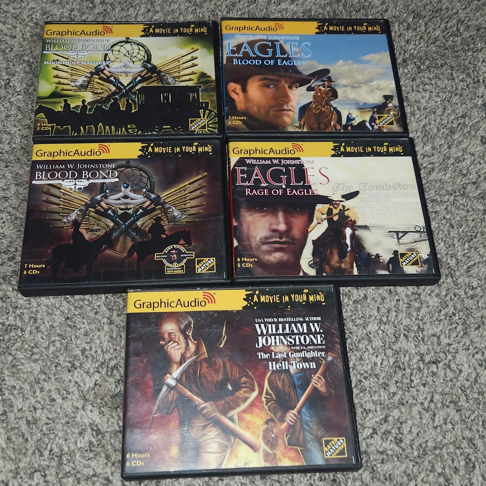 Lot Of 5 Graphic Audio CD Books Blood Bound Eagles Gunfighter Audiobooks