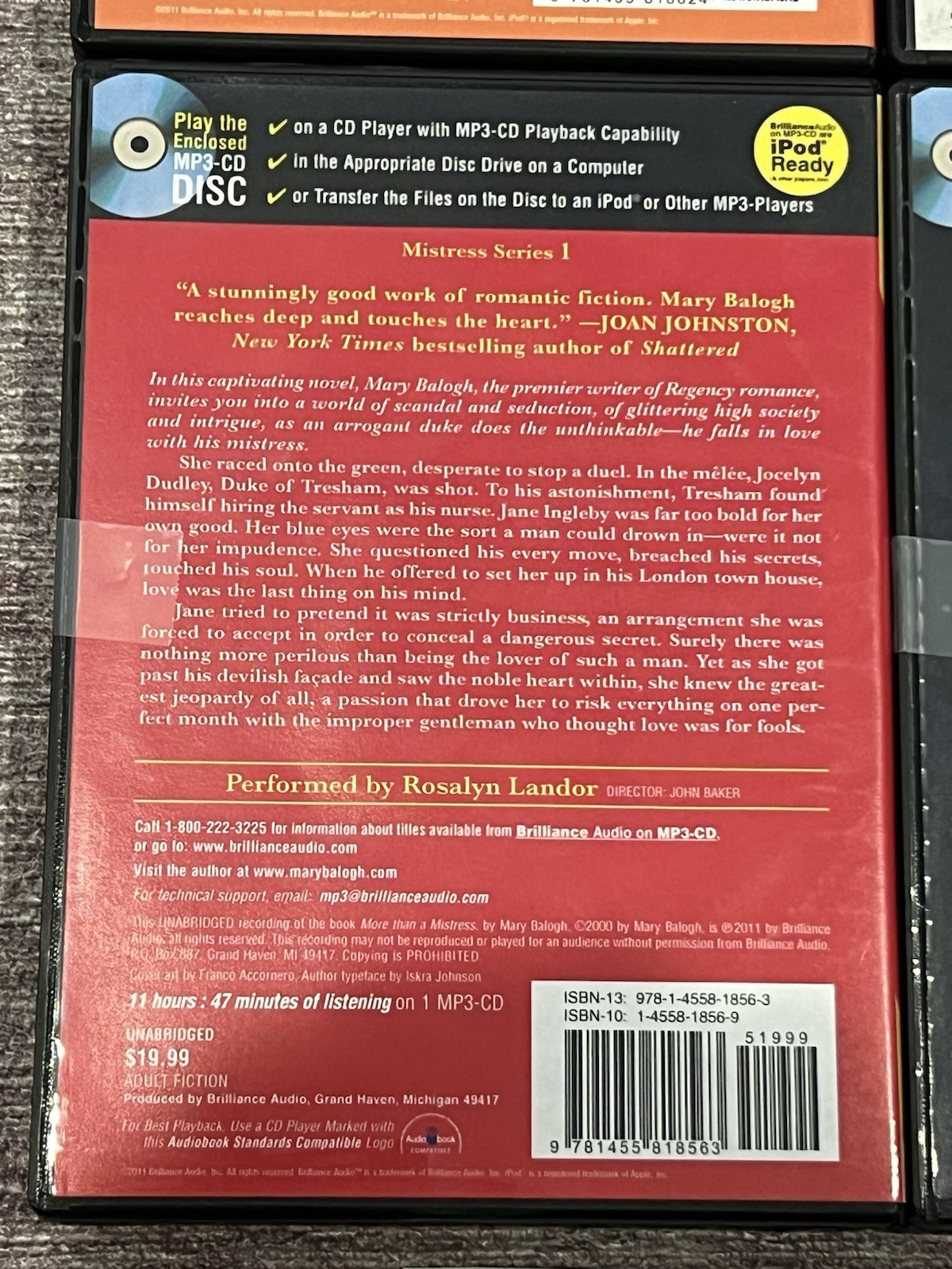 Mary Balogh Romance Series (Brilliance Audiobook MP3-CD Set Of 4) Very Good !