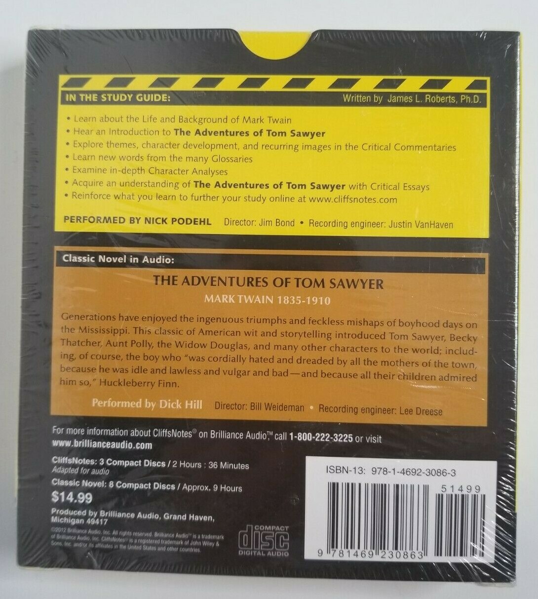The Adventures of TOM SAWYER Mark Twain Cliff Notes Audio Book CDs Study Guide