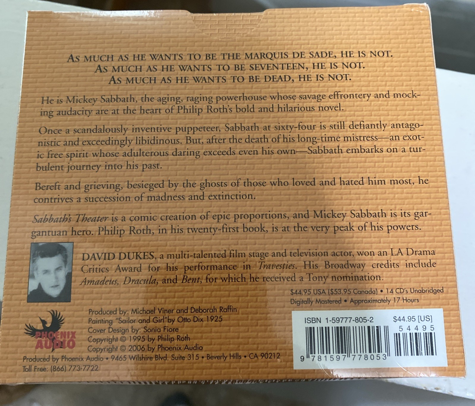 Philip Roth Sabbath’s Theater by David Dukes 14 CD Set Unabridged—Brand New