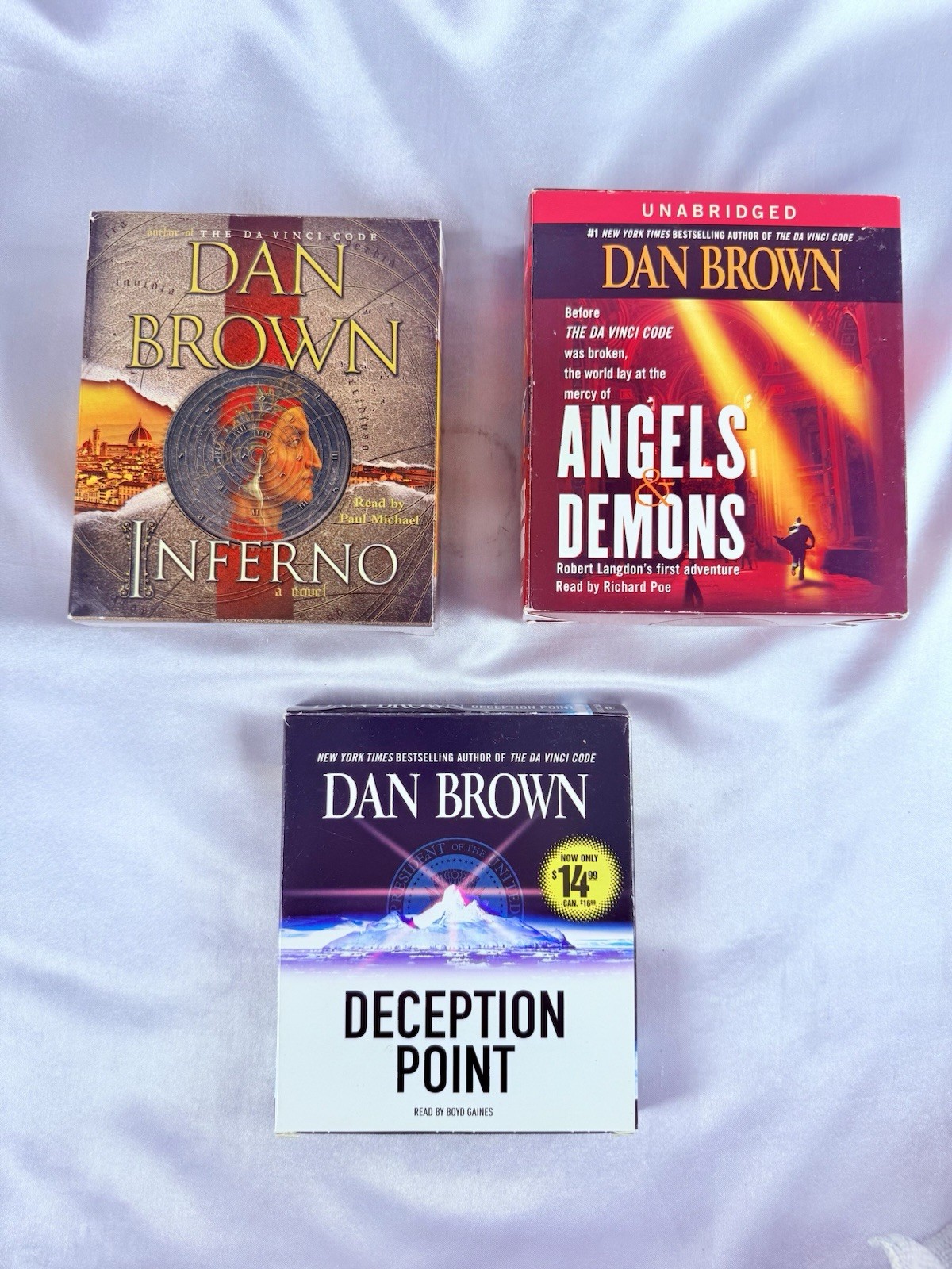 Dan Brown Audiobooks on CD’s Lot 4 Inferno, Angels And Demons, Deception Point
