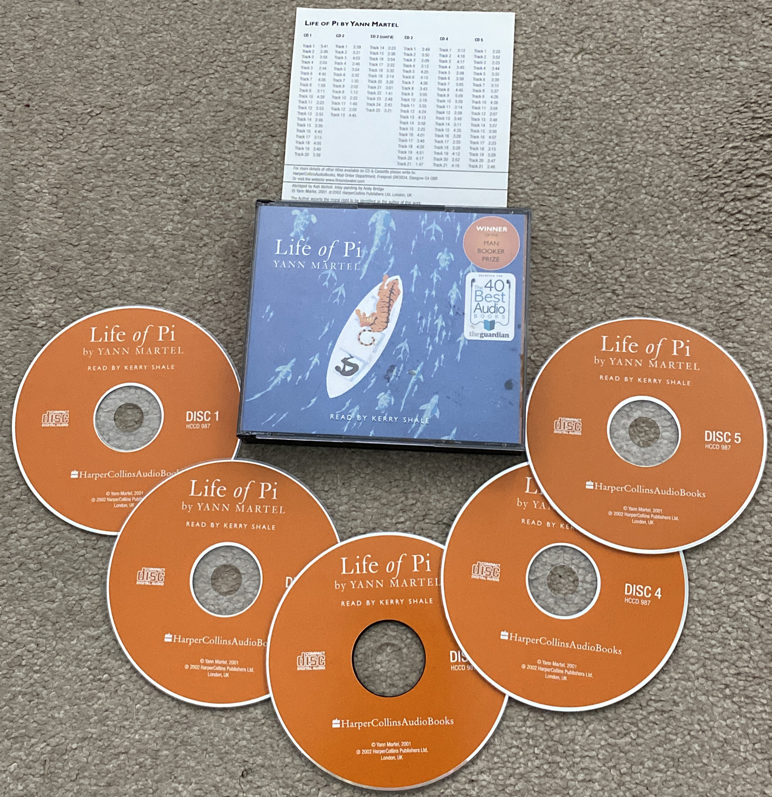 Yann Martel-LIFE OF PI -Audiobook read by Kerry Shale on 5 x CDs-VGC