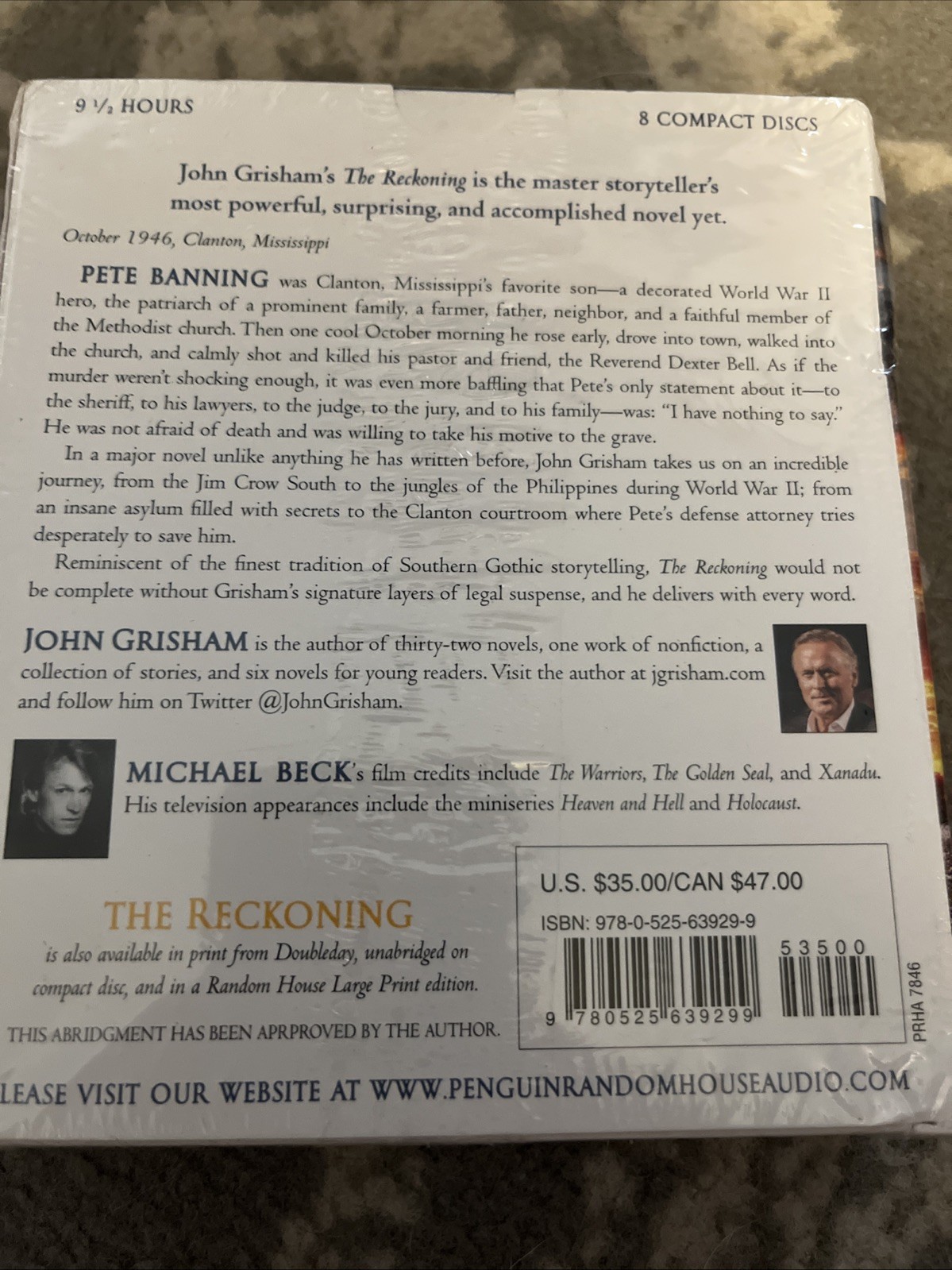 Reckoning : A Novel by John Grisham (2018, Compact Disc) New Sealed Abridged