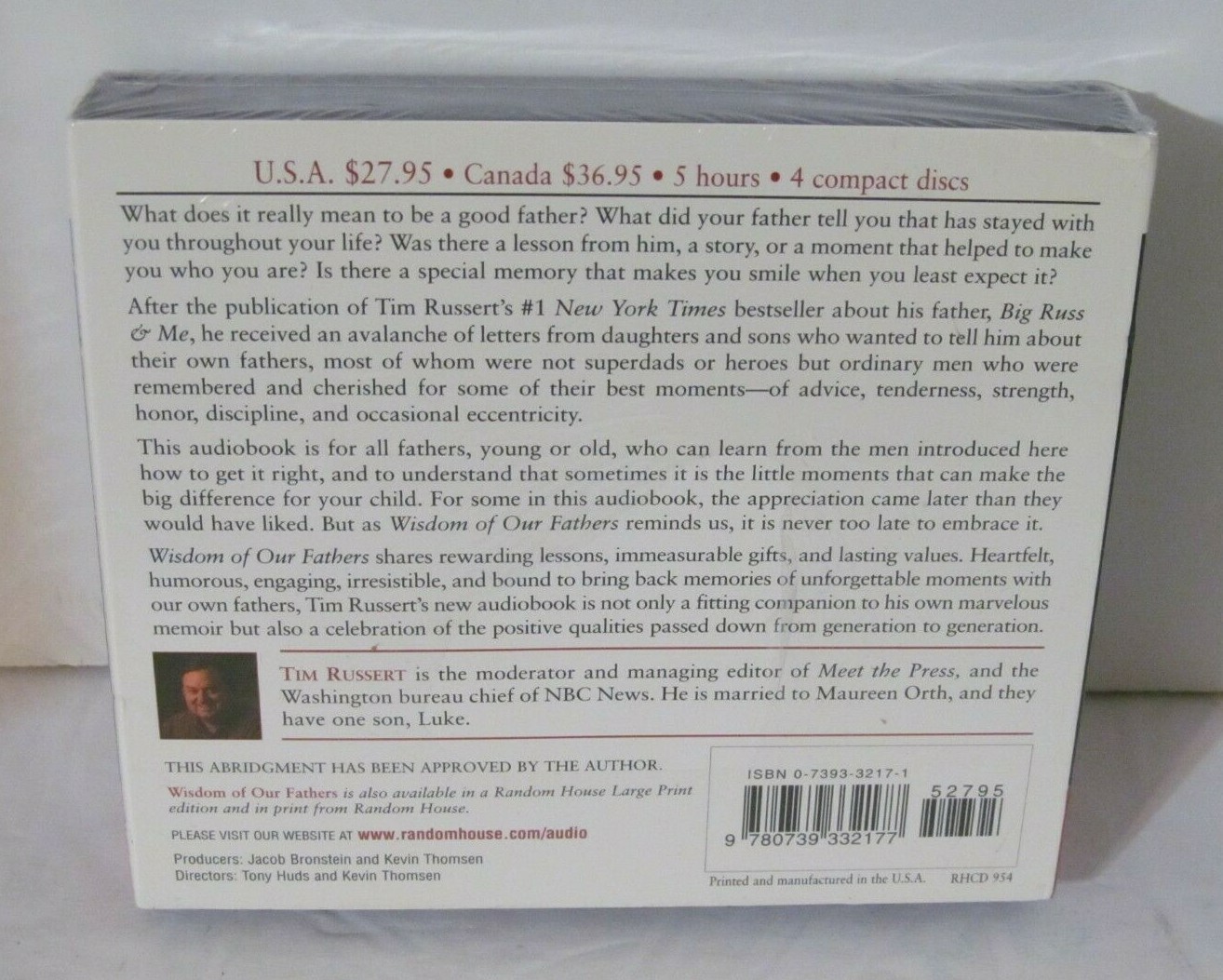 Wisdom of Our Fathers : Lessons and Letters from Daughters & Sons by Tim Russert