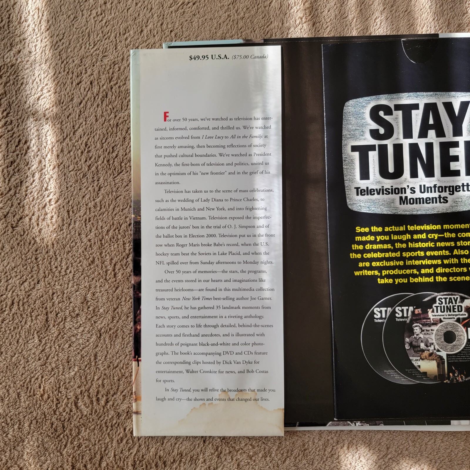 2002 Stay Tuned Televisions Unforgettable Moments Book TV w/ DVD And CDs