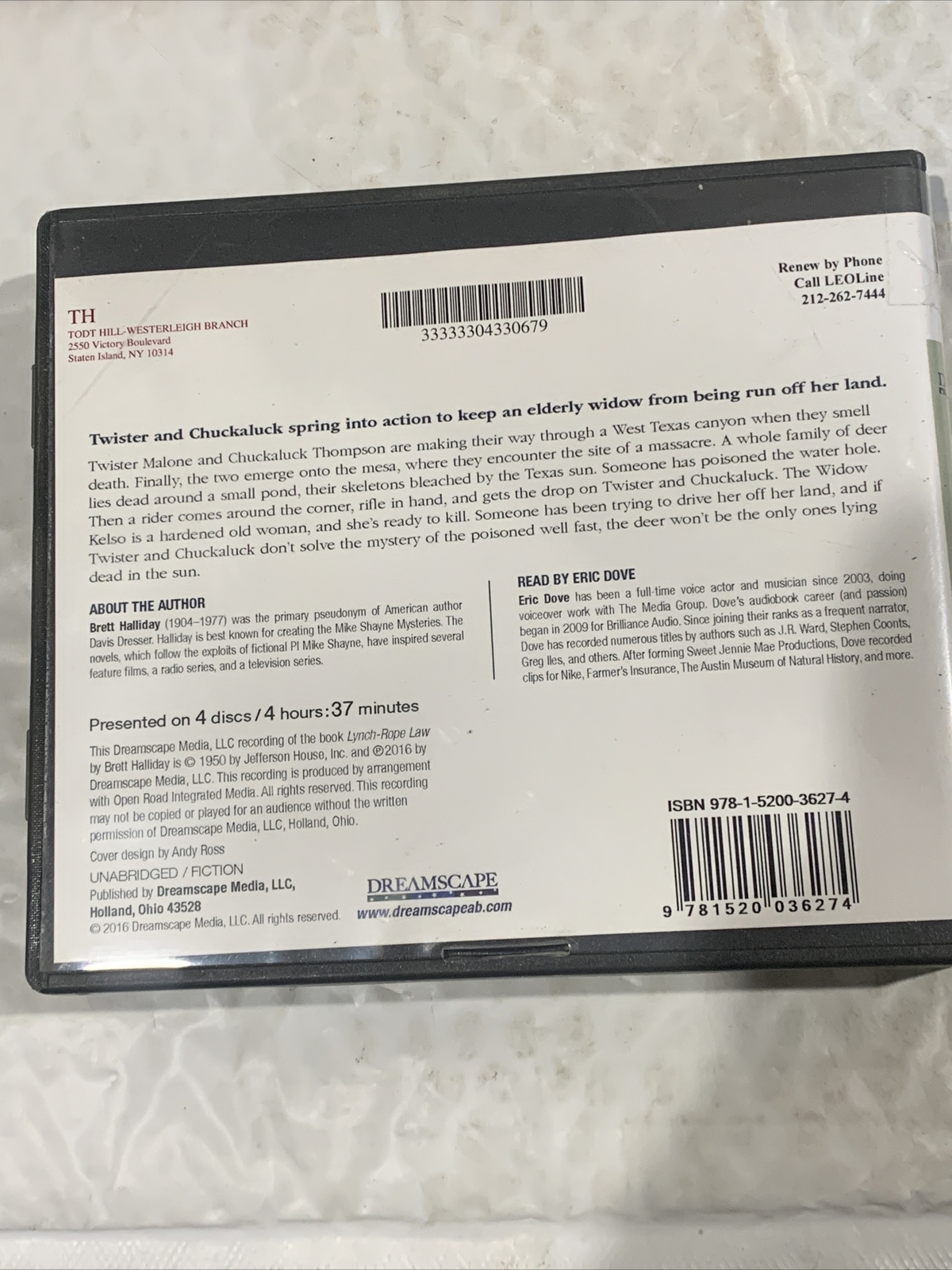Brett Halliday Dresser LYNCH-ROPE LAW 4 CD Unabridged Audio Book Set