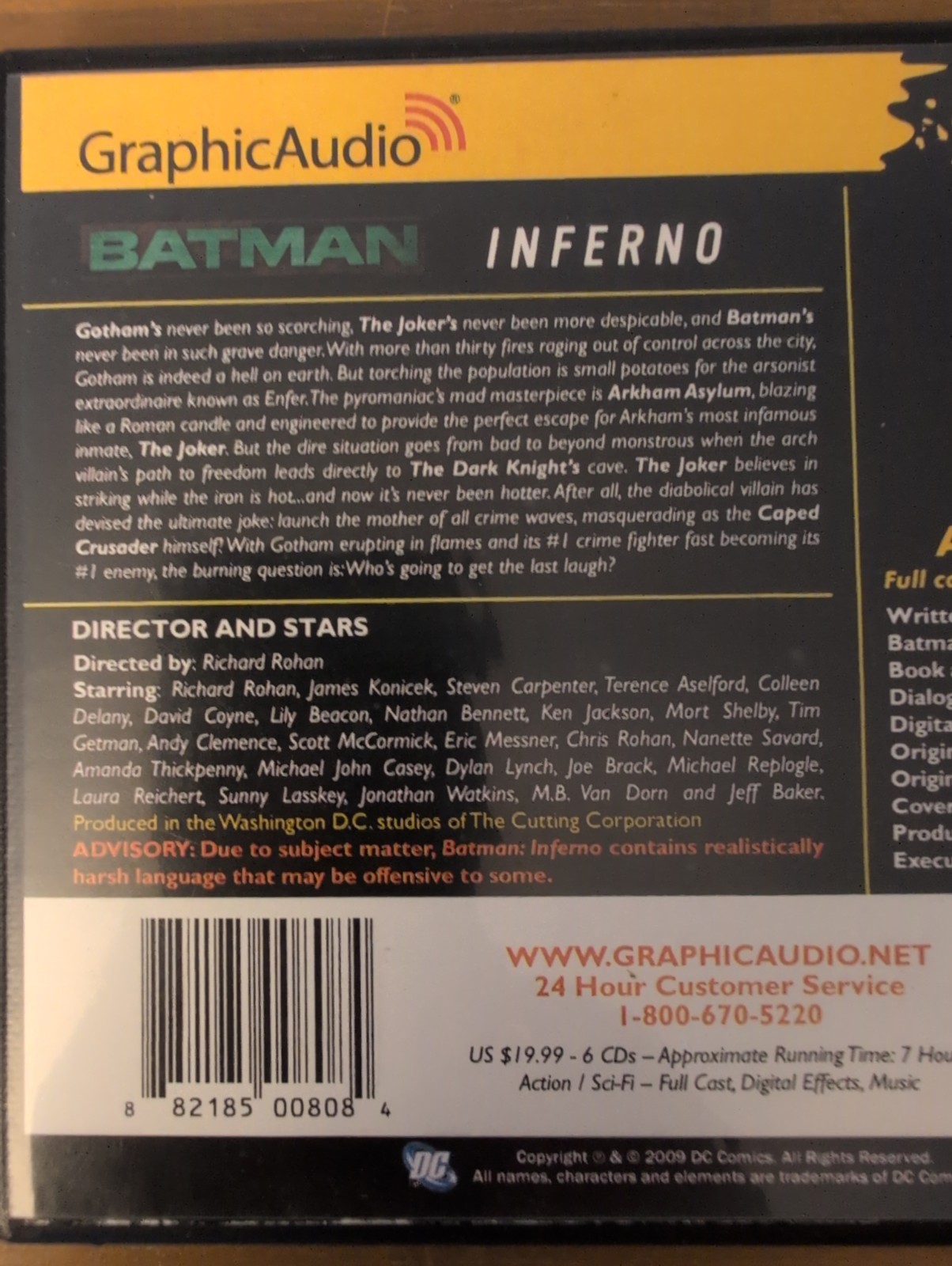Batman-Inferno Graphic Audio CD Audiobook Alex Irvine Pre-owned 2009