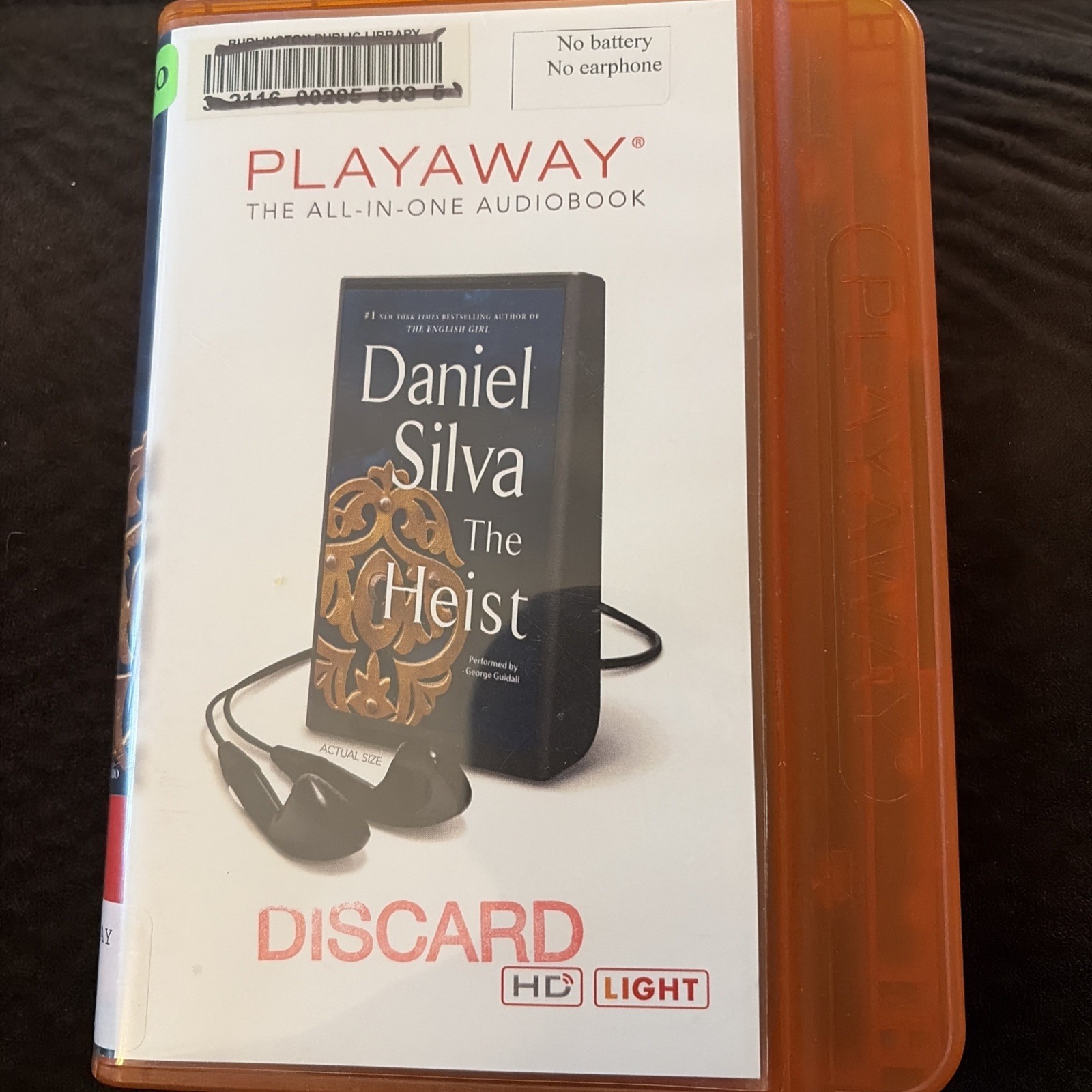 Daniel Silva Playaway Ex Library Audiobook The Heist