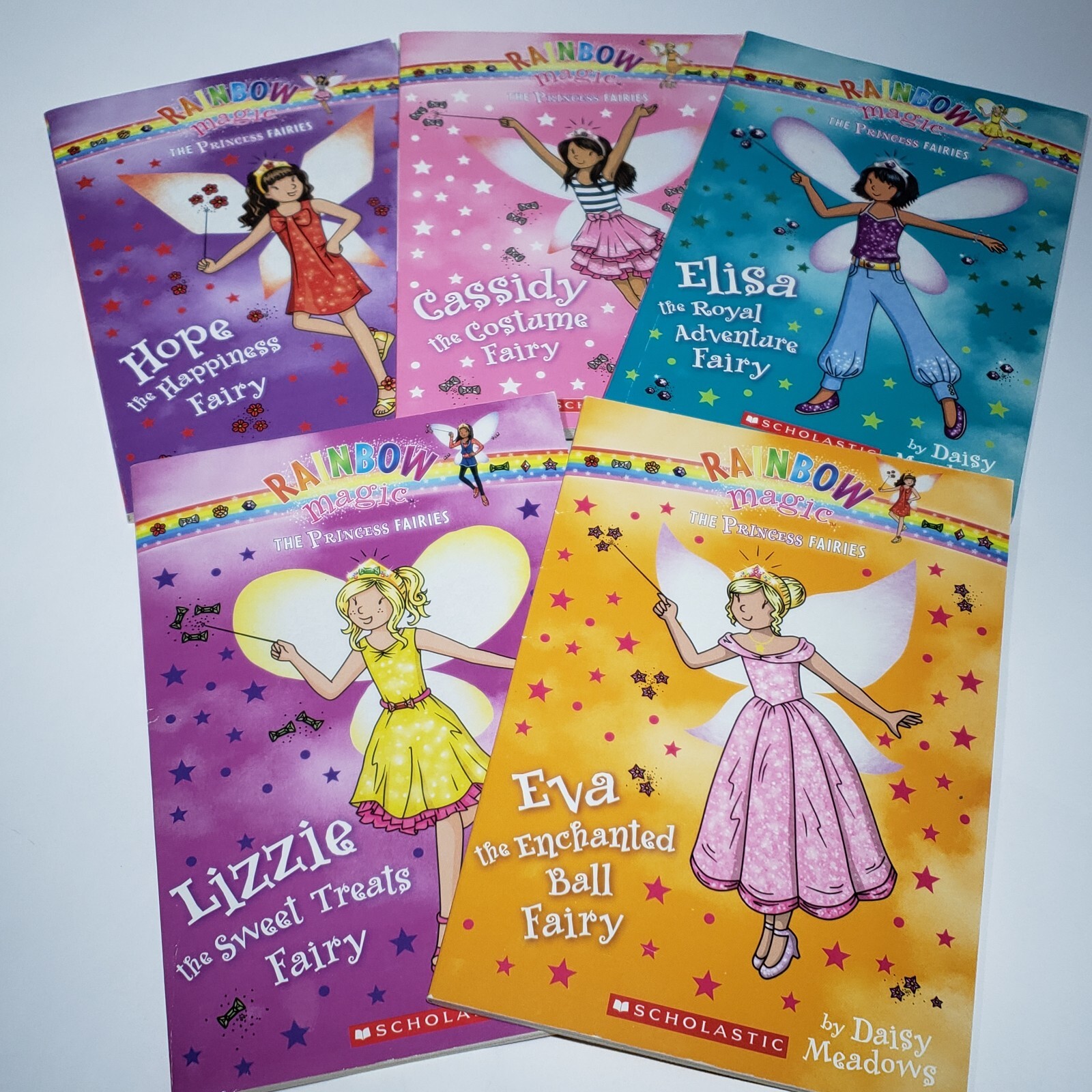 Lot of 5 Rainbow Magic The Princess Fairies Books #1 2 4 5 7 Daisy Meadows EUC