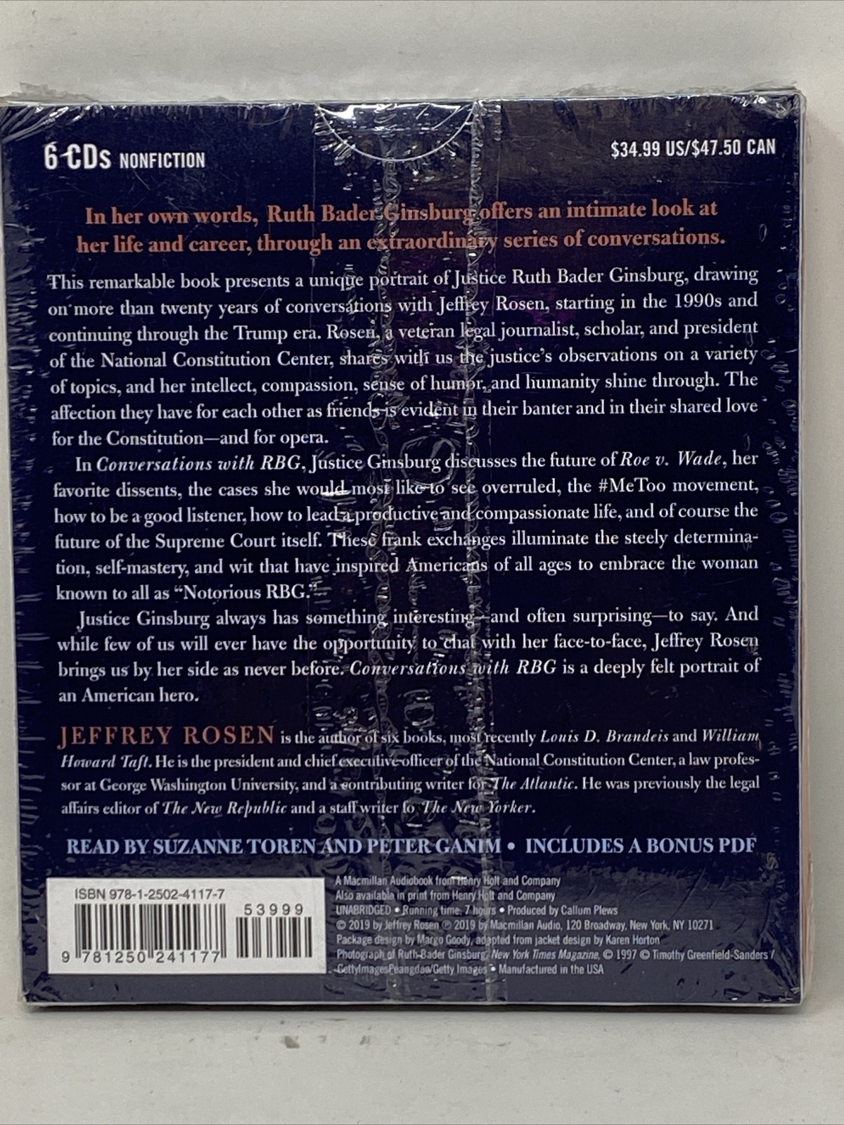 Ruth Bader Ginsberg Audio CD Conversations with RBG on Life, Love and Law