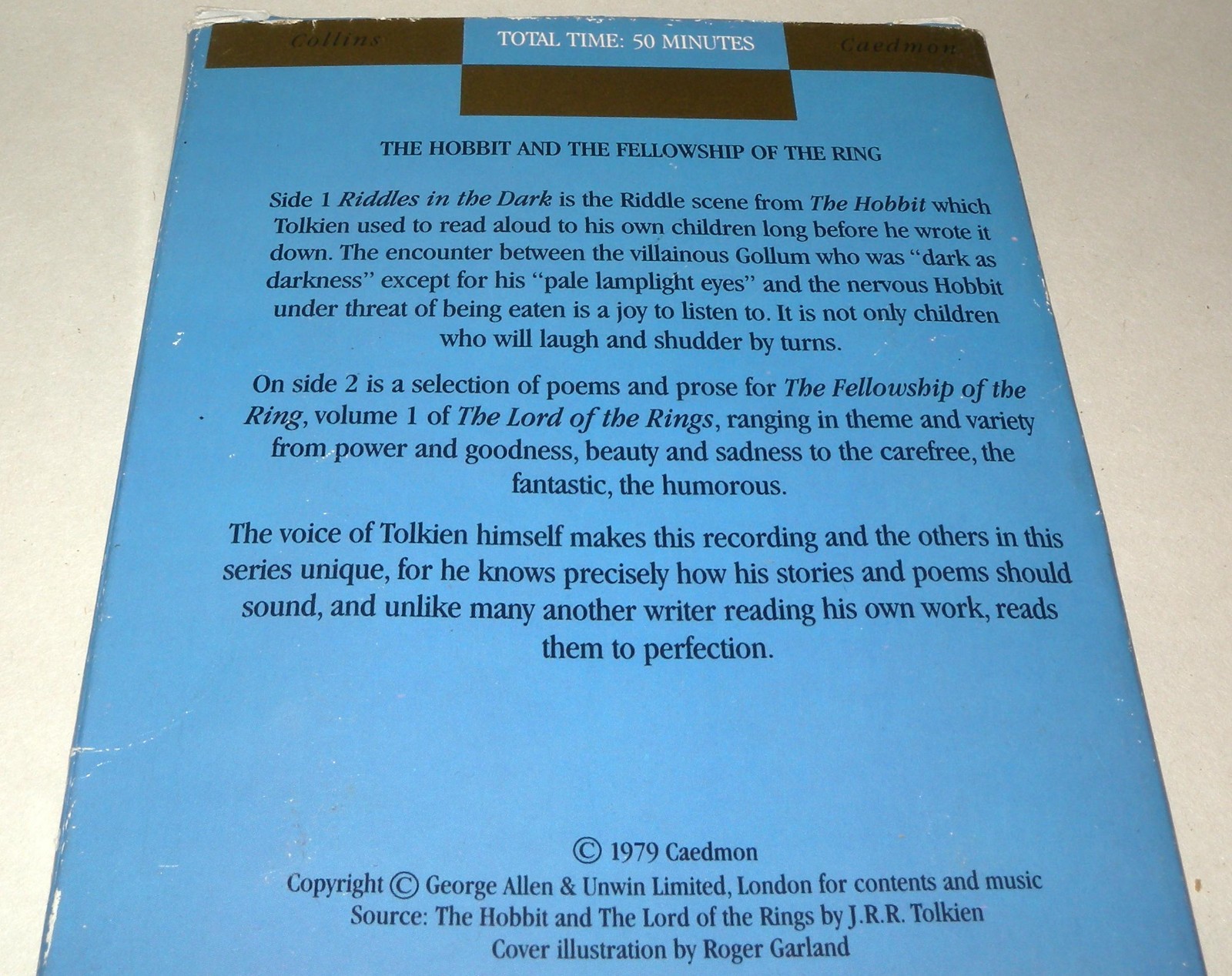Tolkien Hobbit Fellowship Ring 1975 Audio Cassette Box Set Caedmon Collins