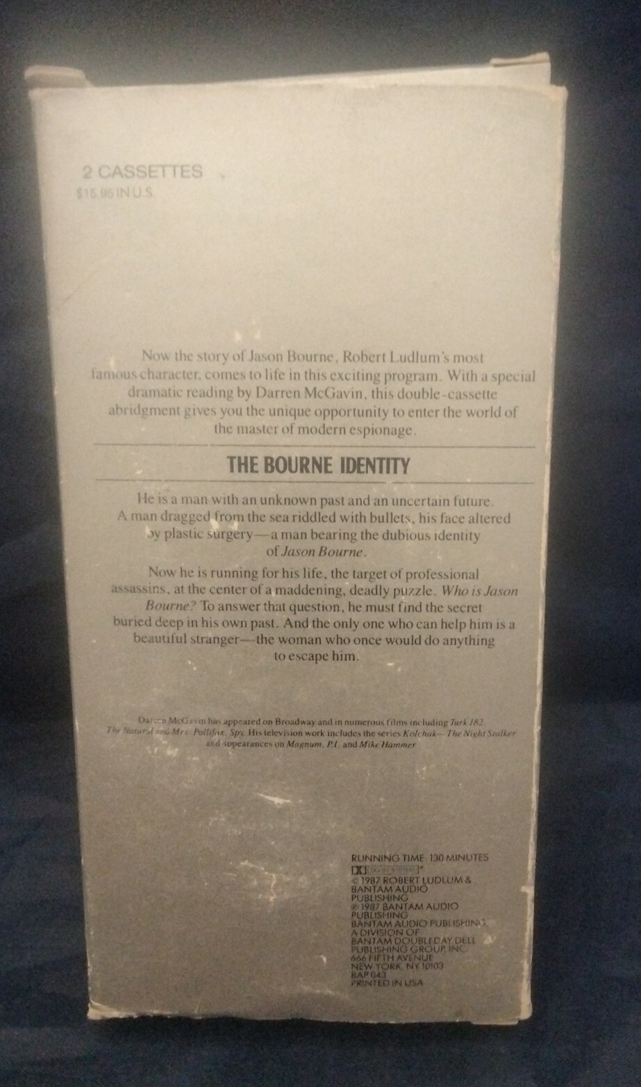The Bourne Identity, Darren McGavin — Bantam Audio Cassette 2 Tapes Set
