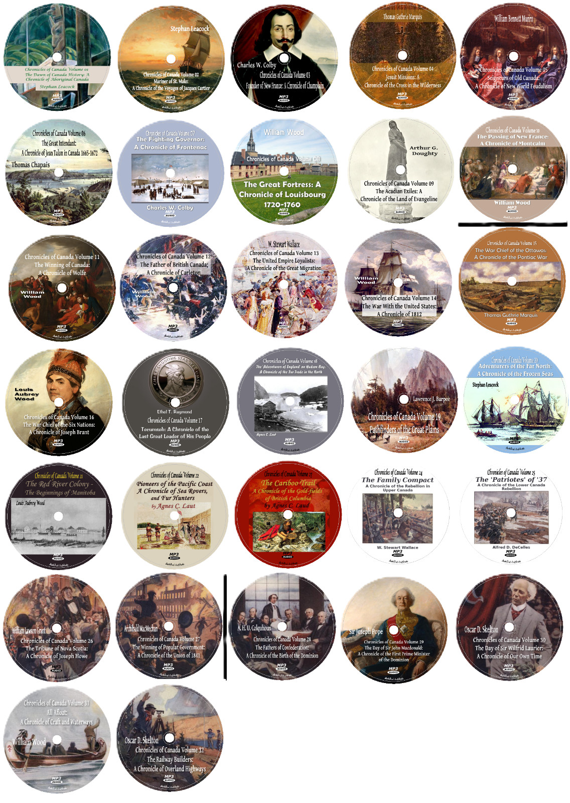 Chronicles of Canada Series 32 Vols of History Audiobooks in 32 MP3 Audio CDs