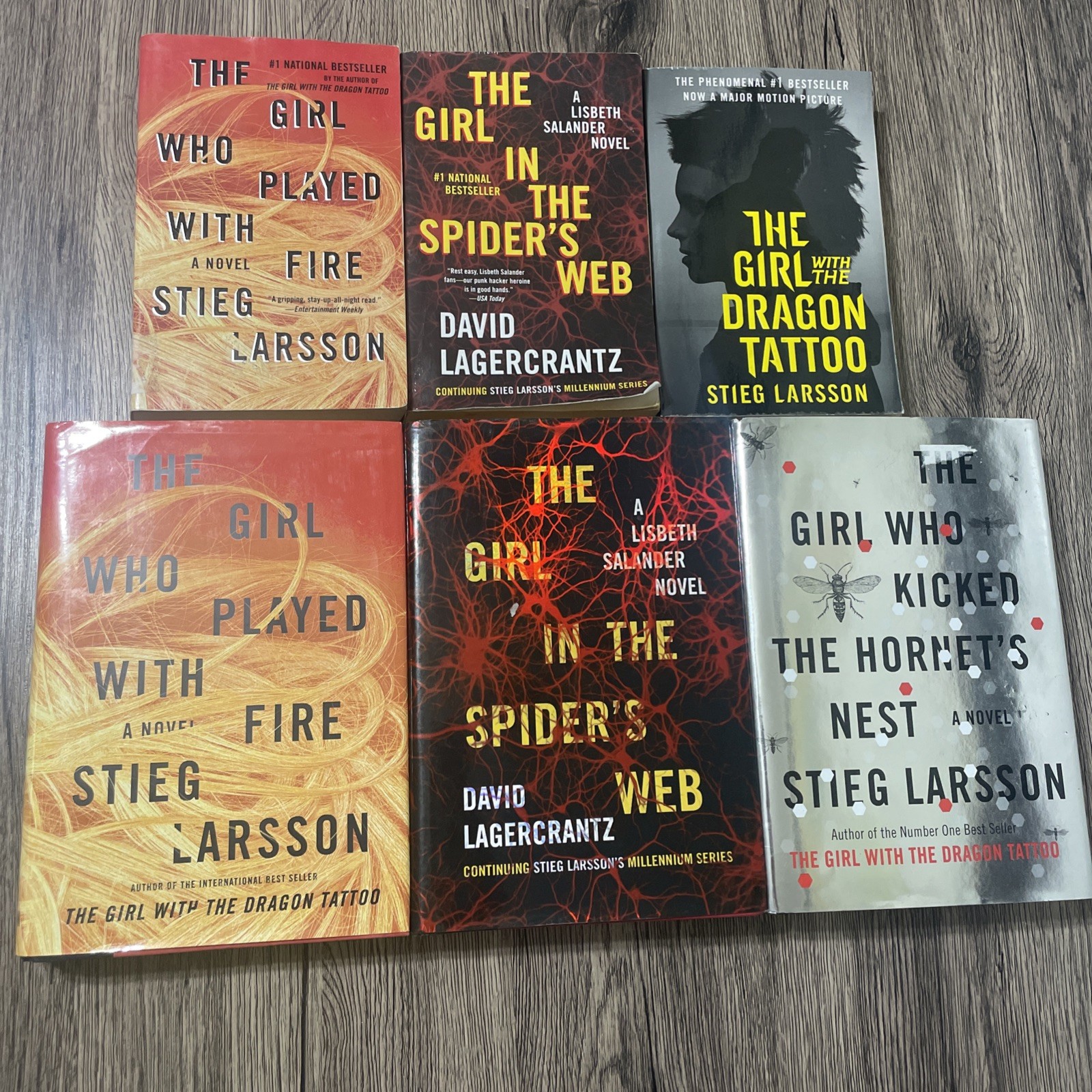 Lot of 6 Hardcover/Paperback-Stieg Larsson-Girl w/ the Dragon Tattoo Series