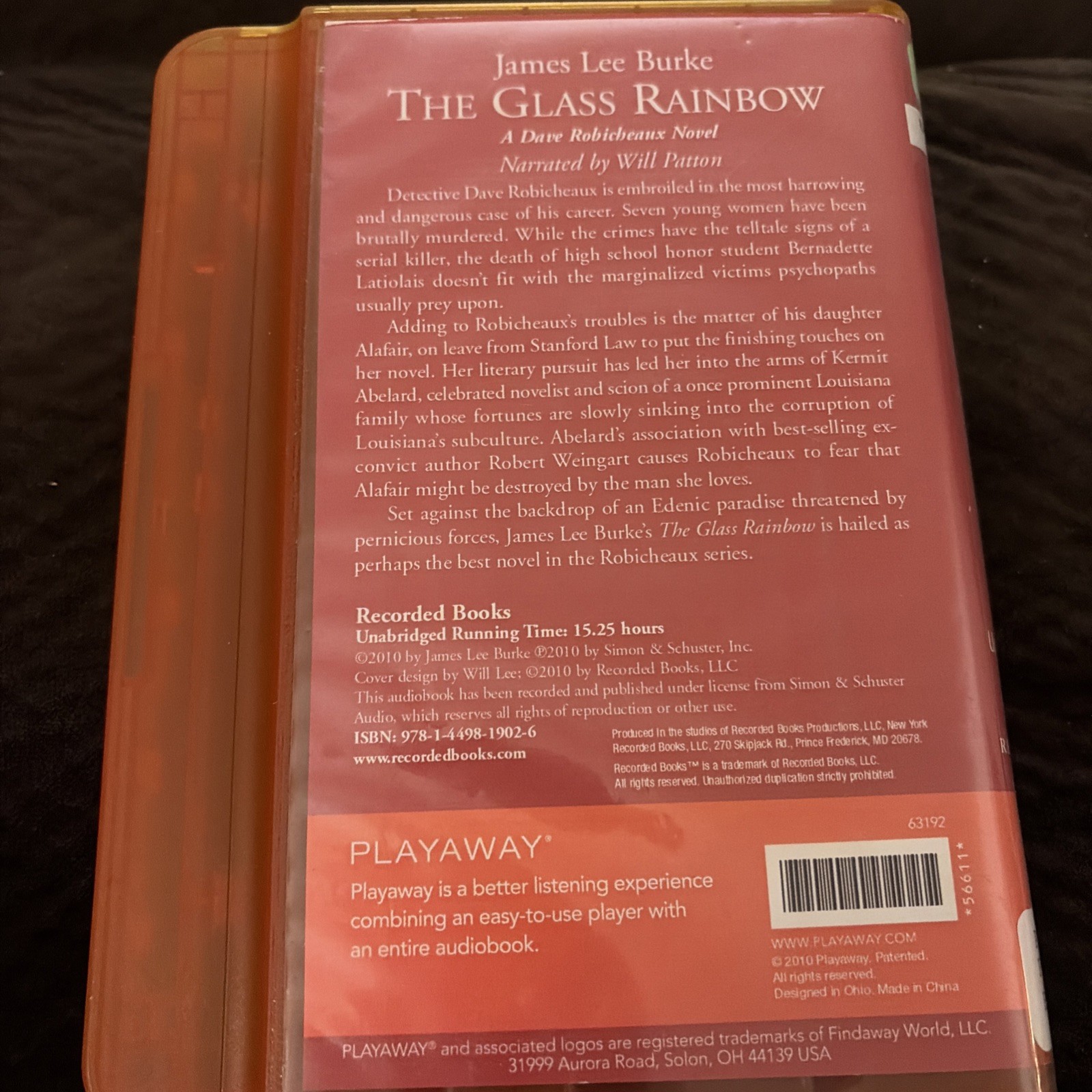 Playaway Audiobook Audio Book Ex Library — The Glass Rainbow By James Lee Burke
