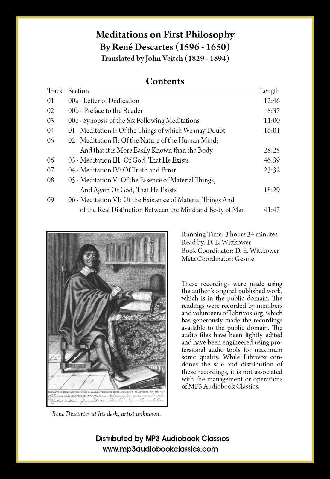 Meditations on First Philosophy — MP3 CD Audiobook in DVD case