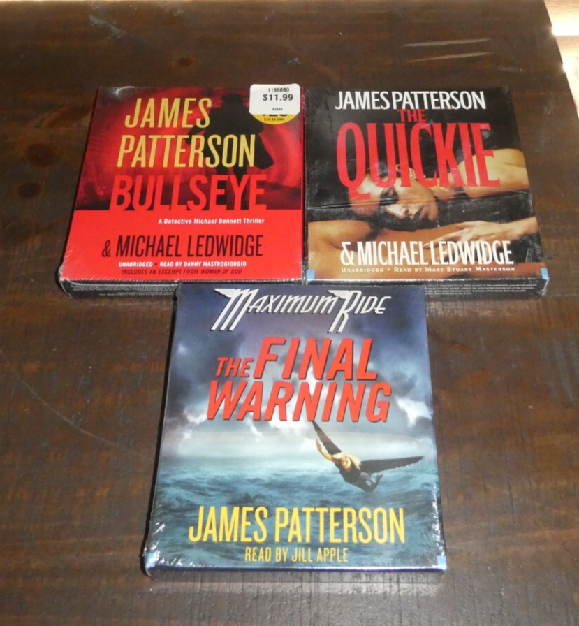 JAMES PATTERSON AUDIO BOOK LOT-BULLSEYE/THE QUICKIE/THE FINAL WARNING! NIB!!