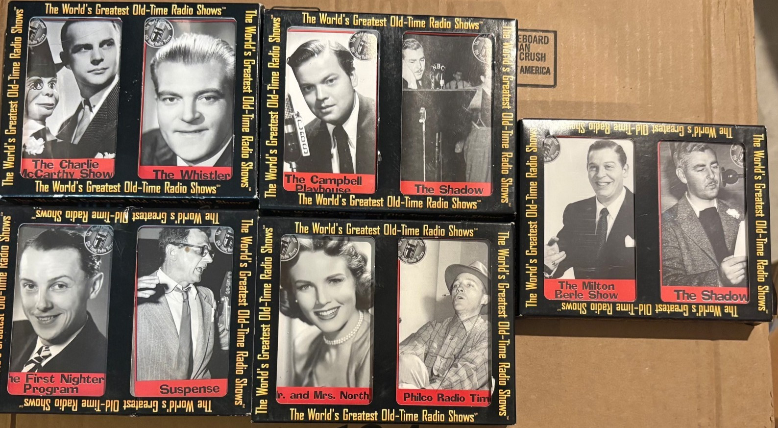 Old Time Radio Shows 10 Cassette Tapes in Plastic Cases & Cardboard Sleeves VG