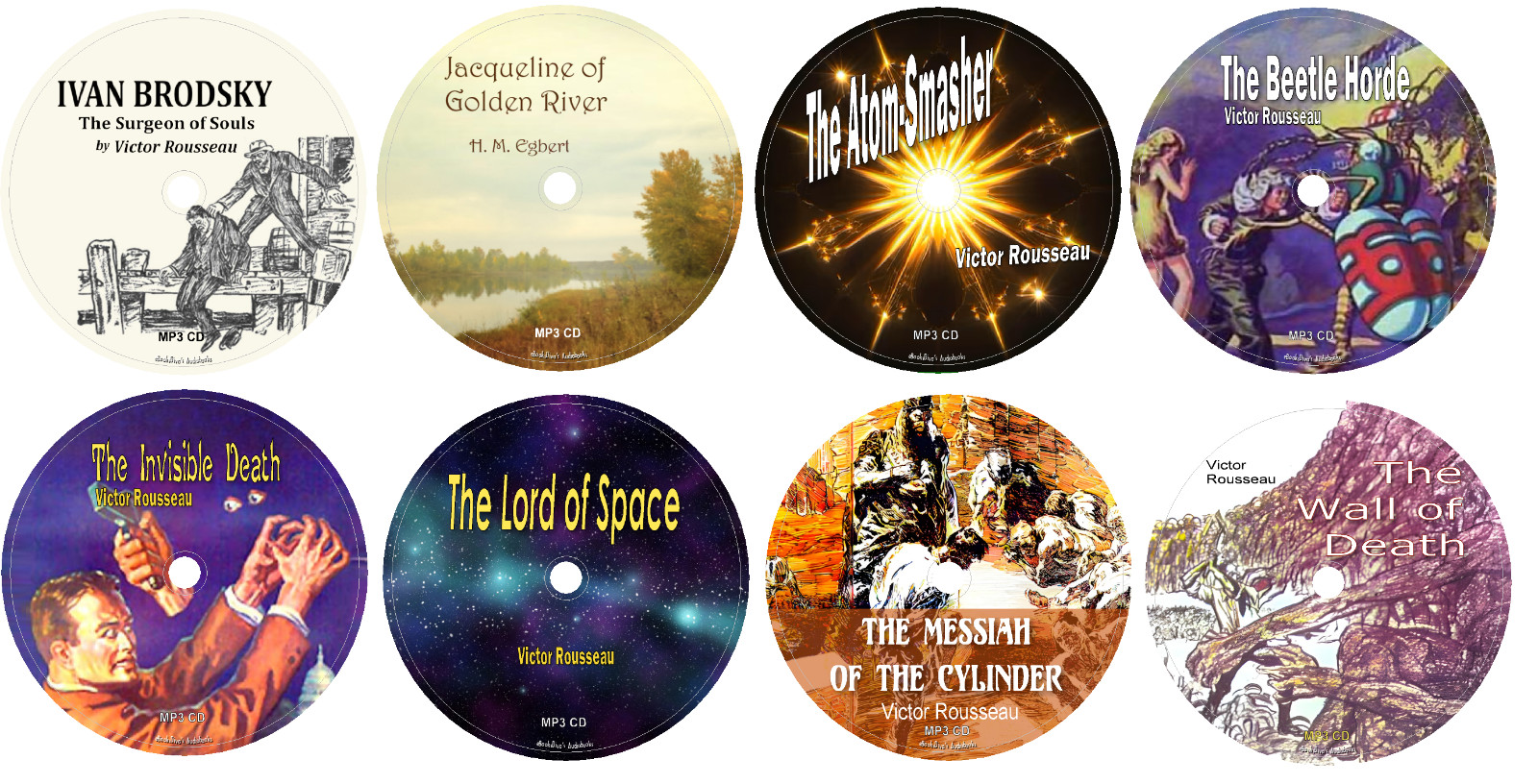 Victor Rousseau 8 Science Fiction Mystery Audiobooks in 8 MP3 Audio CDs