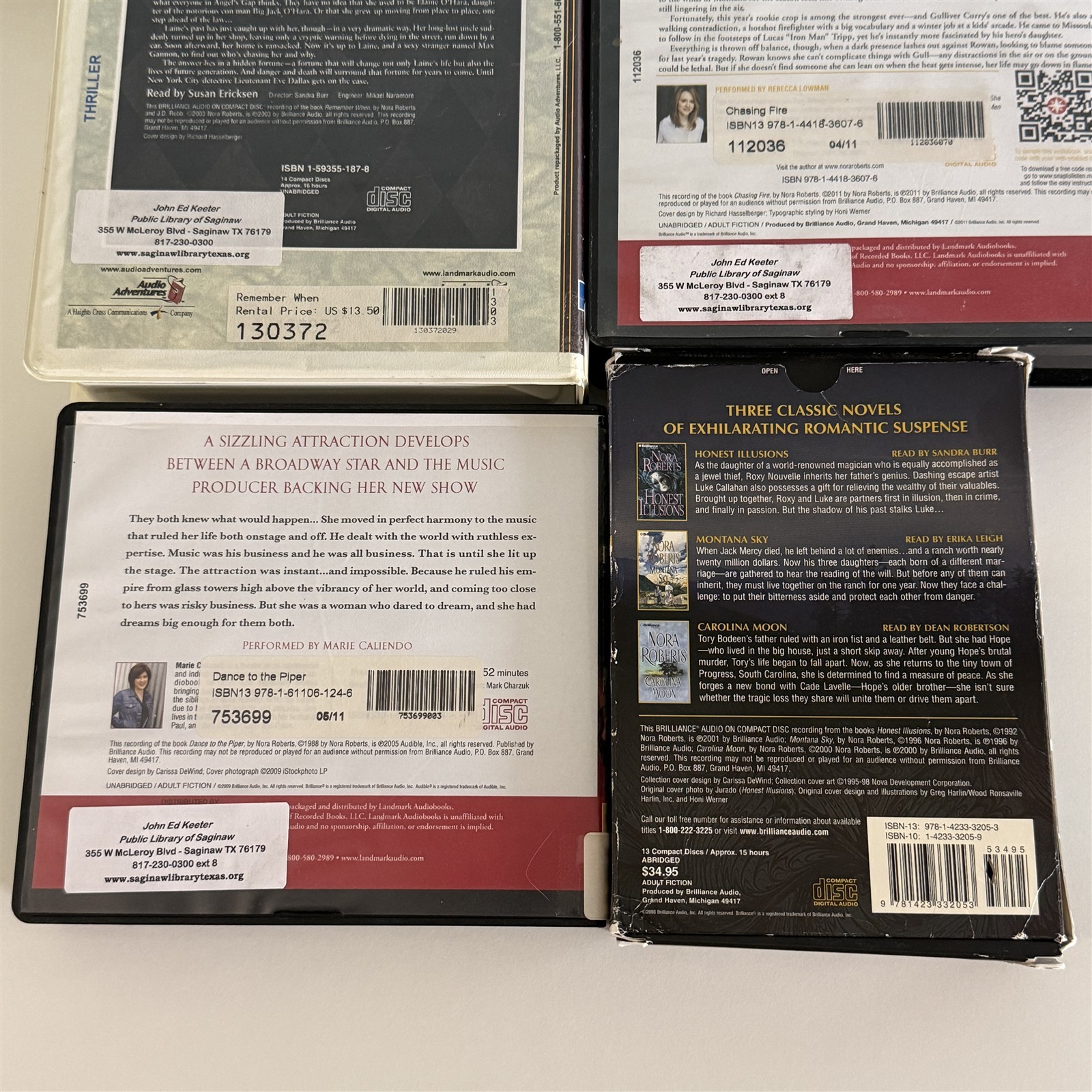 Lot of 4 Nora Roberts JD Robb Romance Romantic Suspense Audiobooks On CD