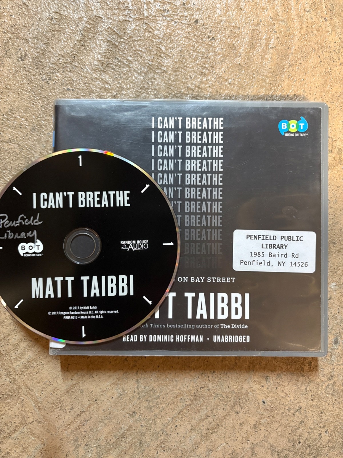 I Can’t Breathe: A Killing on Bay Street by Matt Taibbi audioCD 2017 ex-library