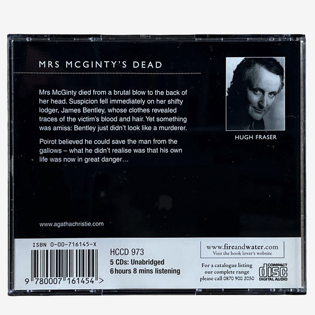 Agatha Christie Poirot CD Audio Book Mrs McGinty’s Dead Unabridged Hugh Fraser