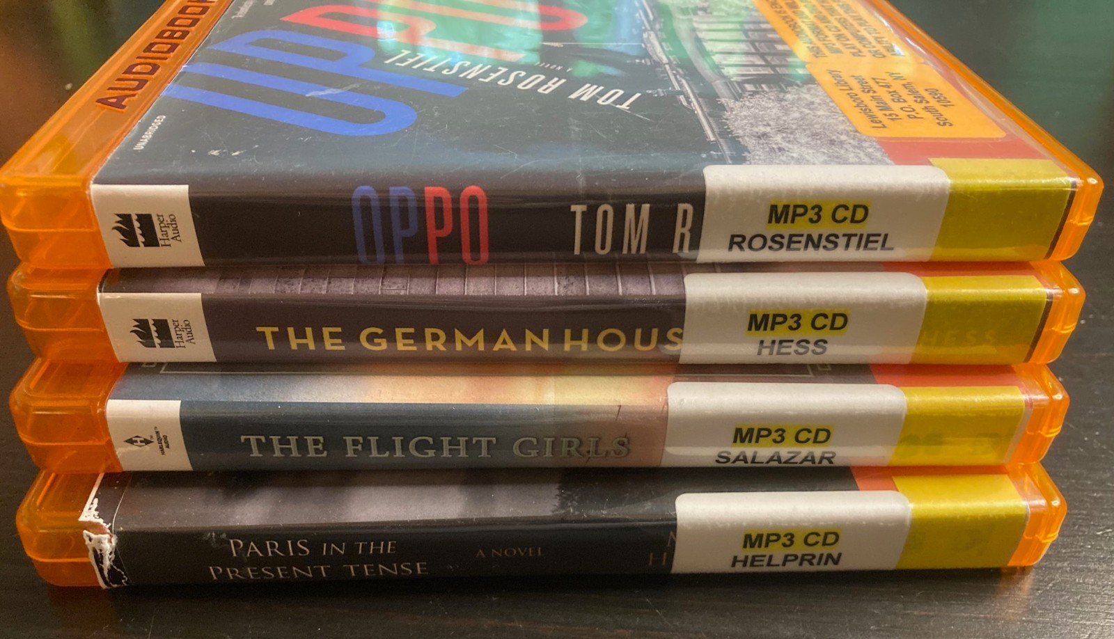 Bundle of 4 Historical Fiction MP3/CD audiobooks-Hess, Helprin, Salazar, Rosenst