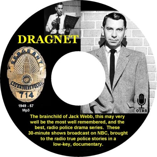 Dragnet 1950’s Old Time Radio 298 episodes MP3 USB Flash Drive + 10 sample CD’s