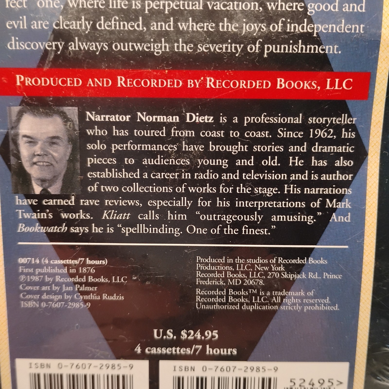 The Adventures Of Tom Sawyer By Mark Twain Narrated Norman Dietz Cassette Series